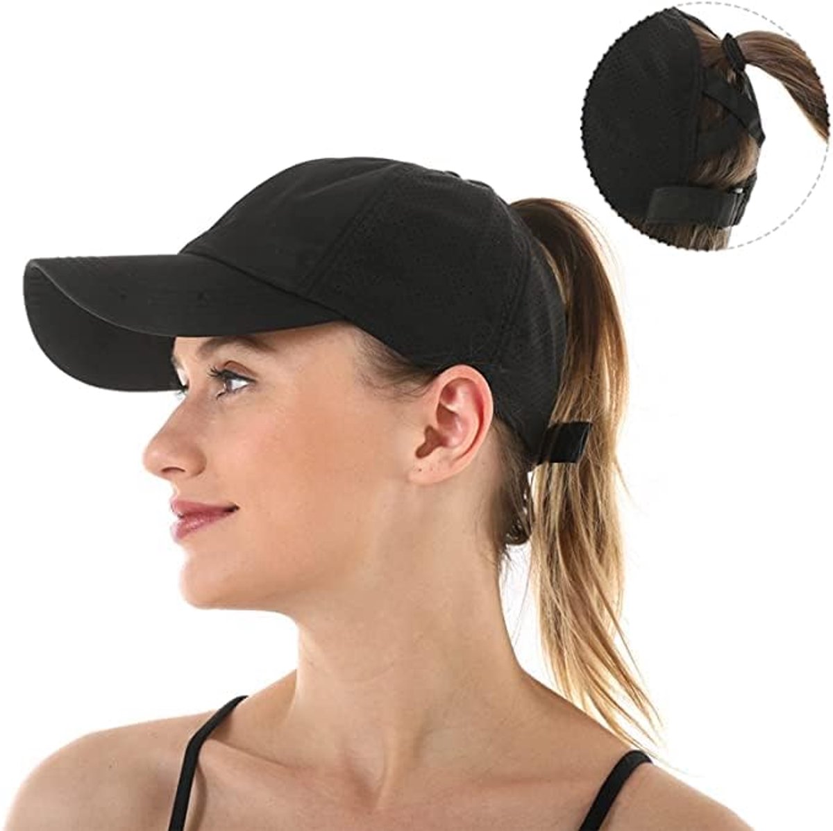 Women's ponytail baseball cap, adjustable summer cap in quick-drying breathable mesh, unisex baseball cap, sports cap