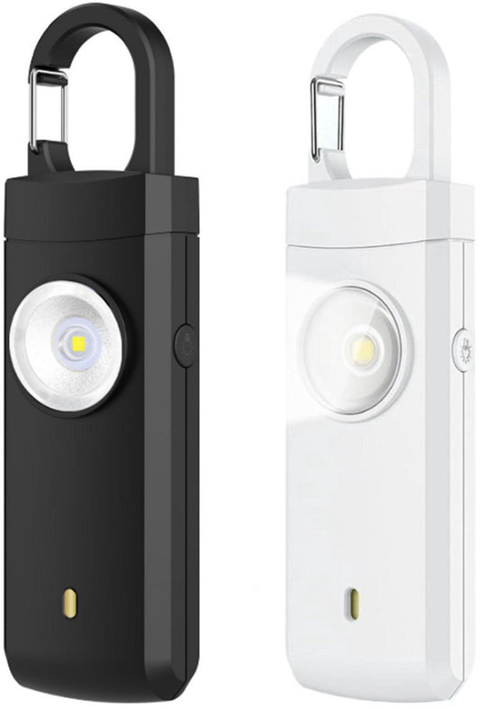 Alarm - Personal Alarm - 130 dB Sound and Intense Flashing - Personal Security Alarm - Self-Defense Keychain - Personal Protection - Senior Alarm - Portable Security Alarm - White, Black