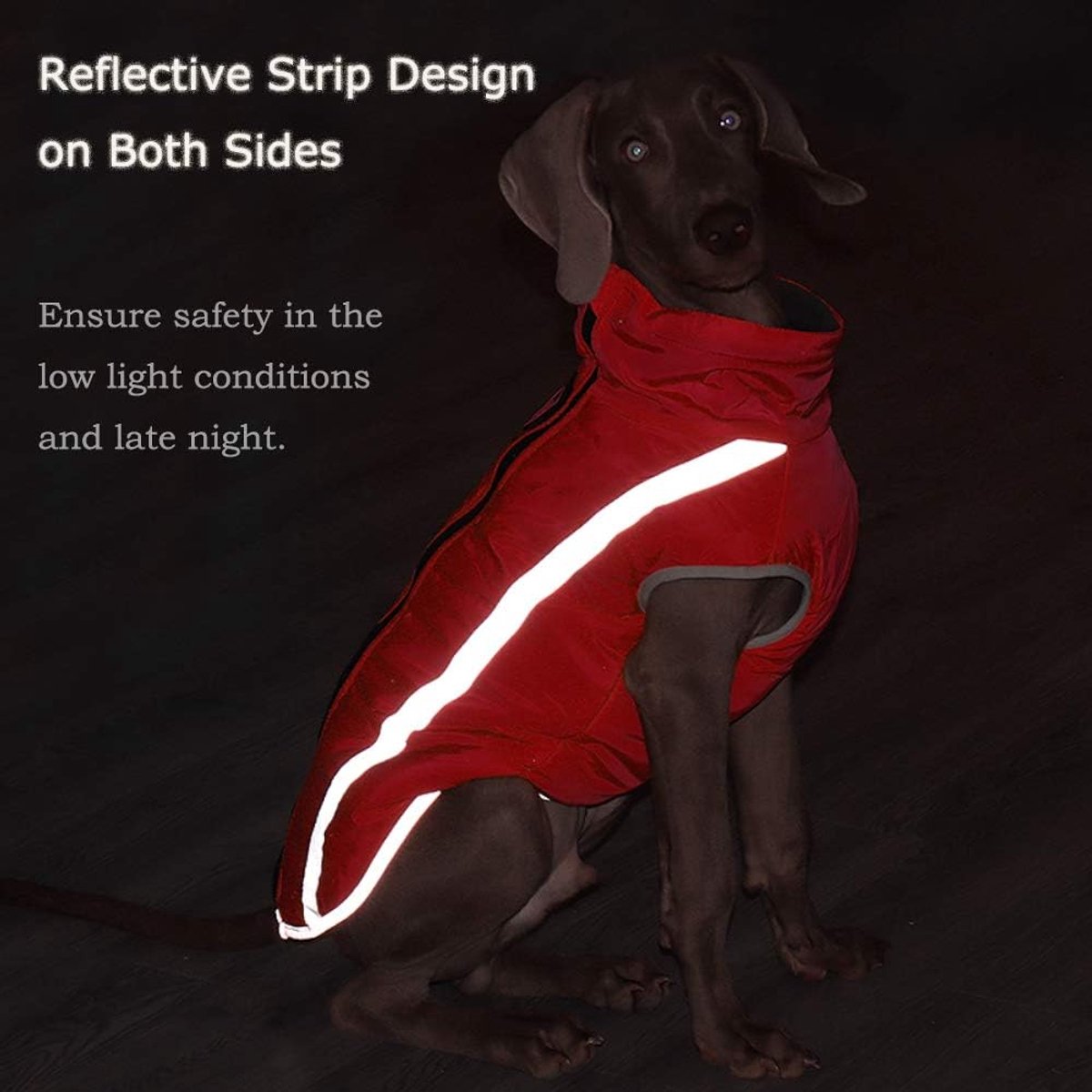 Dog Coat - Waterproof and Warm for Winter - Warm Dog Jacket - Windproof Fleece for Puppies - Reflective Outerwear - Cold Weather Vest - Perfect for Small, Medium, and Large Dogs - Red - Size 4XL