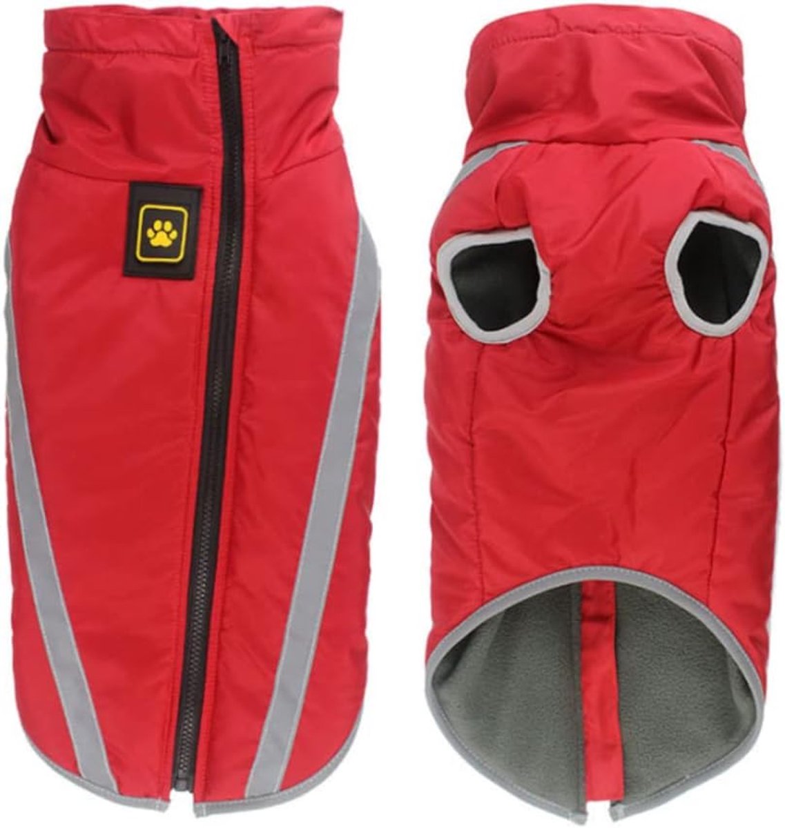 Dog Coat - Waterproof and Warm for Winter - Warm Dog Jacket - Windproof Fleece for Puppies - Reflective Outerwear - Cold Weather Vest - Perfect for Small, Medium, and Large Dogs - Red - Size 4XL