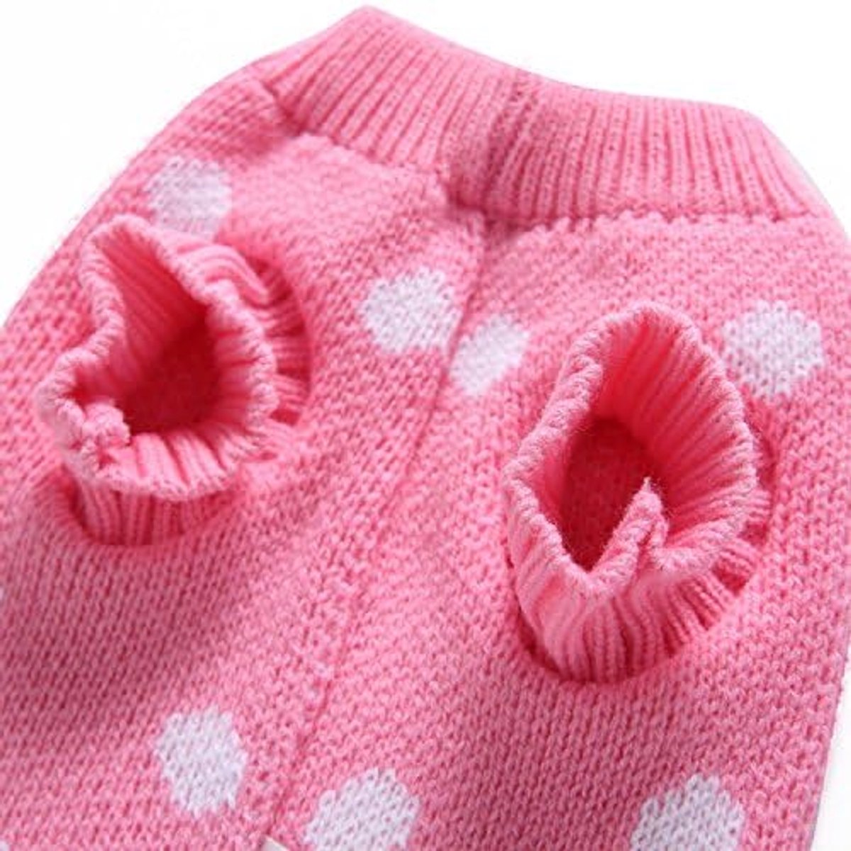 Dog Sweater - Classic Dog Sweater - Polka Dot Knit Sweater - Dog Coat - Puppy Clothes - Autumn and Winter Dog Clothes - Pink - Size L - Perfect for Small Dogs - Medium-Sized Dogs - Party Clothes