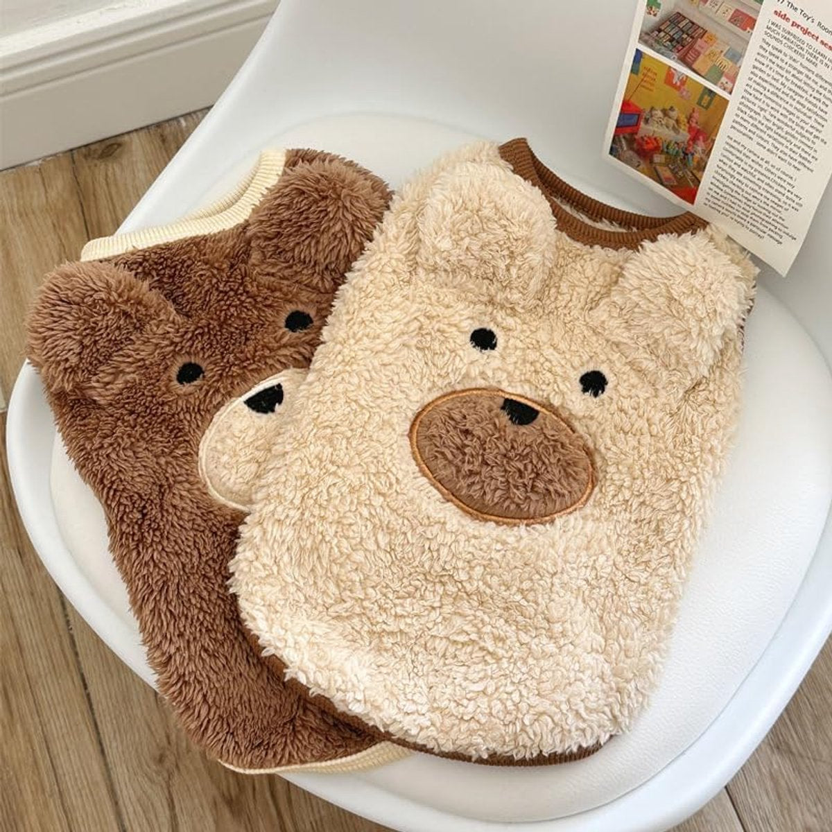 Dog Sweater - Dog Coat - Warm Winter Sweater - Warm Dog Coat - Bear Puppy - Plush Coat - Warm Clothing - Perfect for Small Dogs - Medium Dogs - Dog - Coffee - Beige - Size M
