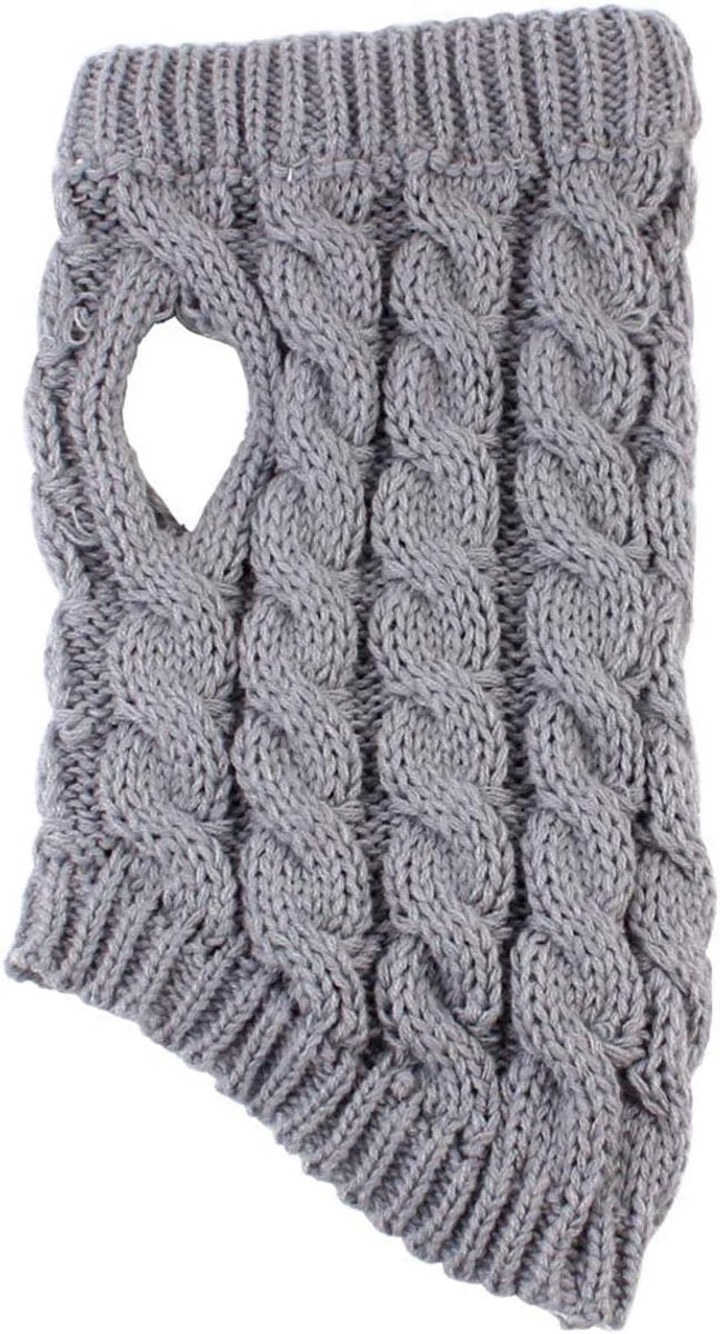 Dog Coat - Dog Vest - Warm Dog Coat - Winter Dog Sweater - Soft Knitted Wool Dog Clothes - Crochet Coat - Perfect for Small and Medium Dogs - Size L - Grijs
