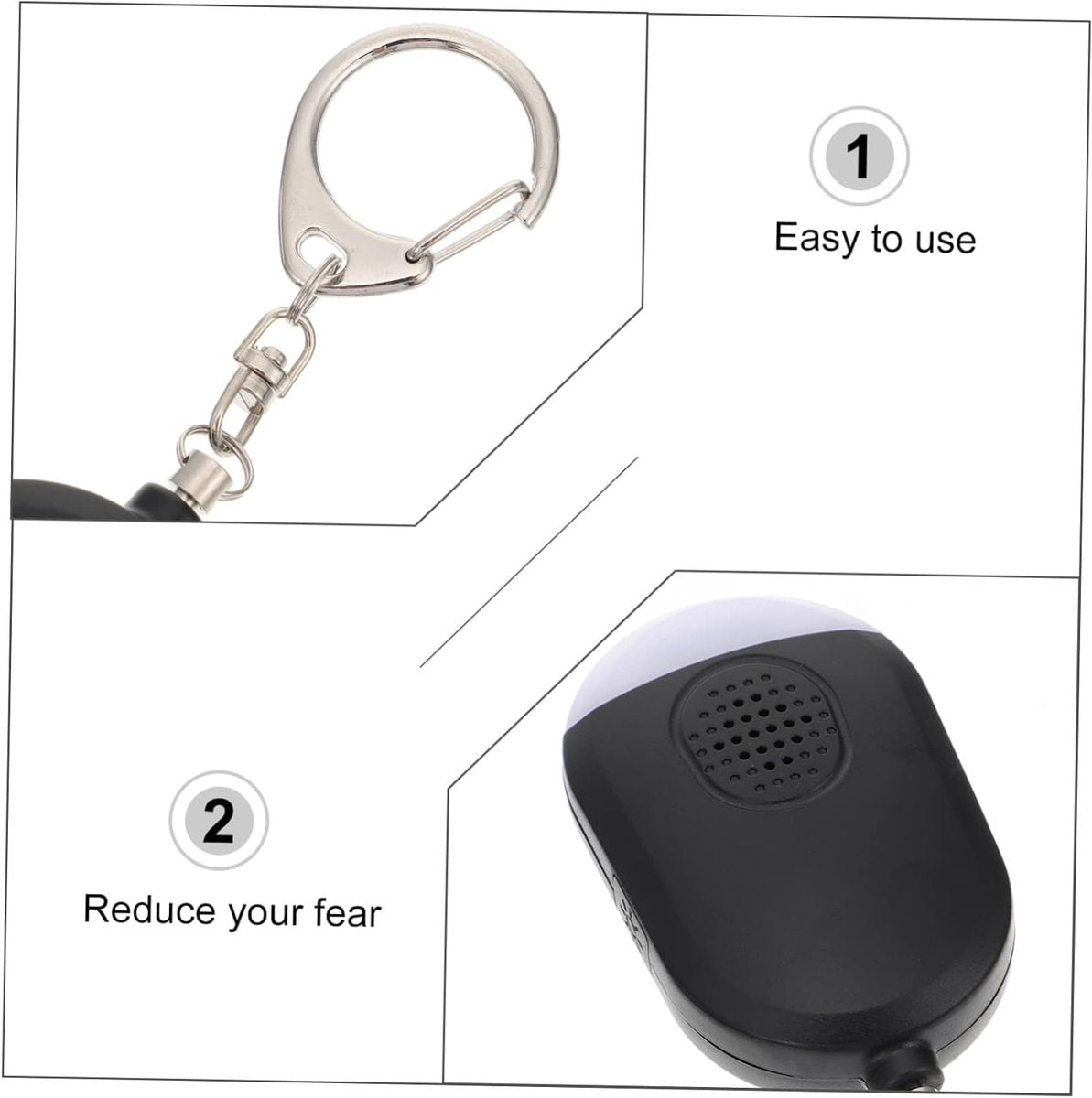 Portable Security Alarm - Personal Alarm - with LED - Emergency Alarm - SOS Button - Alarm Keychain - for Women - Personal Alarm for Outdoor Activities - Personal Alarm Keychain (Black)