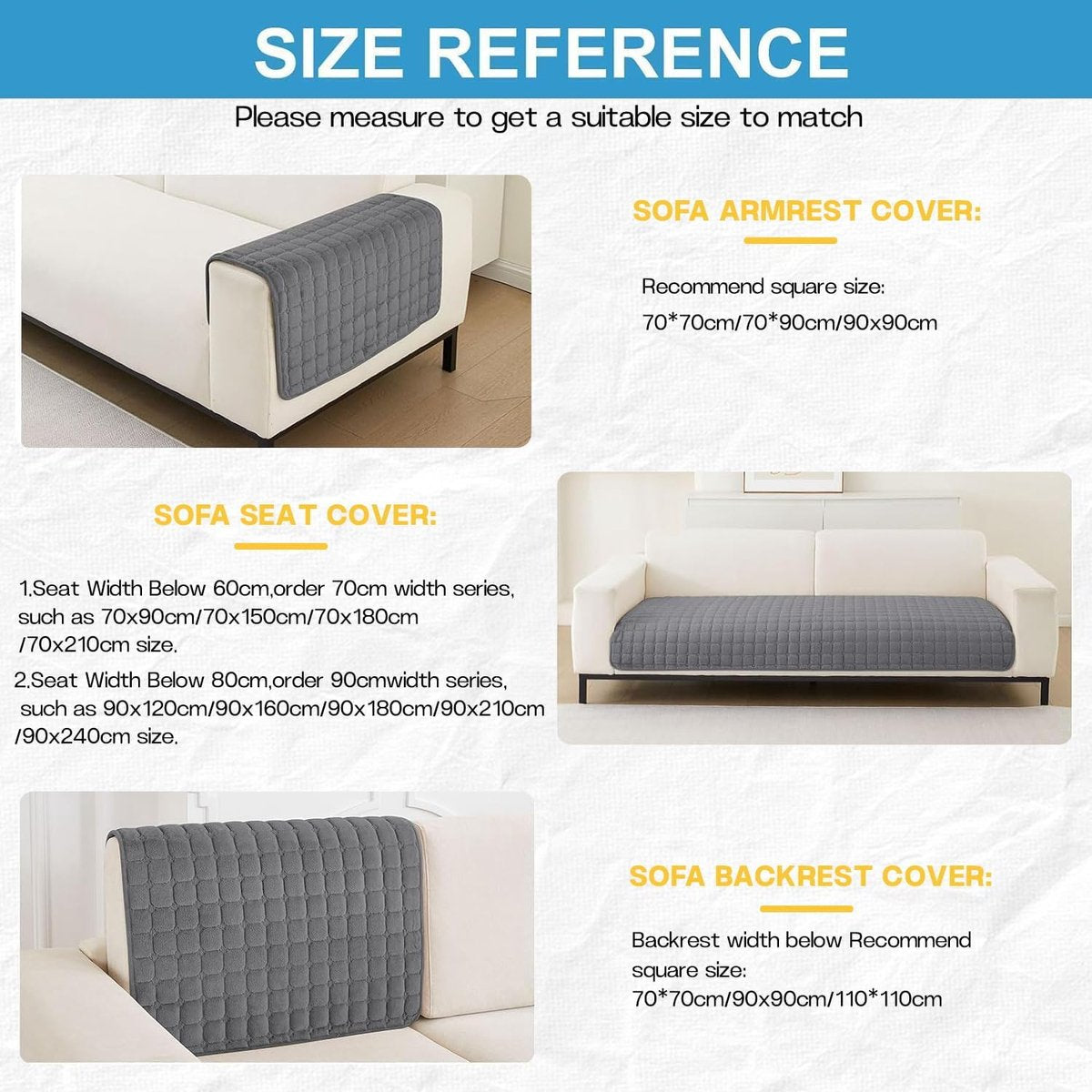 Sofa cover - Corner sofa cover - Flannel sofa cover - Winter - Winter sofa cover - Sofa cover - Corner sofa cover (1/2/3/4 seater) - L-shaped sofa cover - Grey - 90 x 90 cm