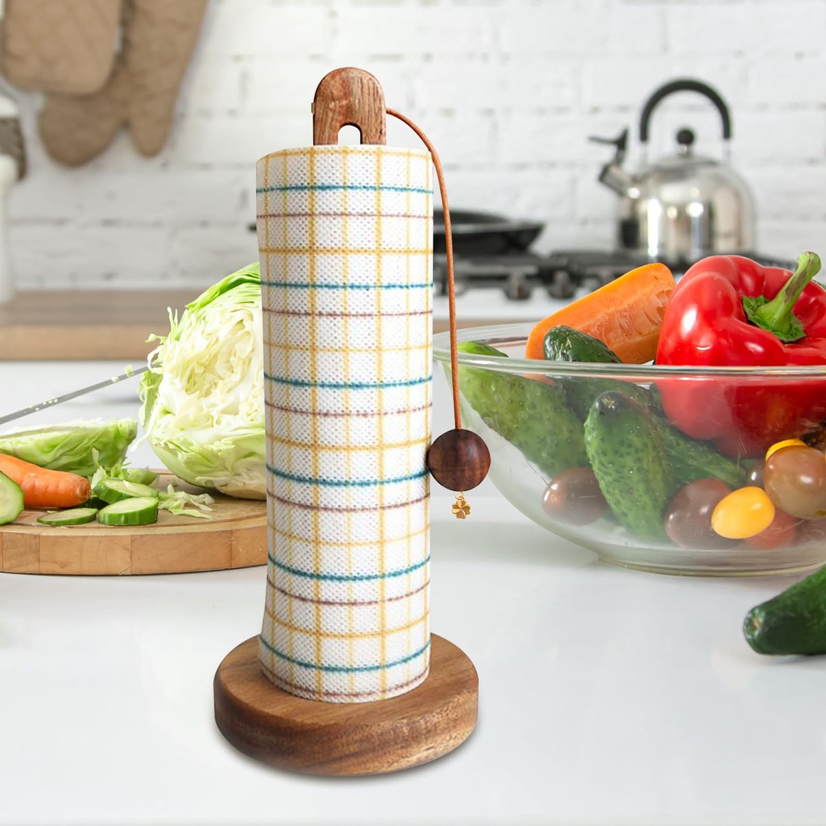 Paper towel roll holder - Paper towel roll holder - Wooden paper towel roll holder - Farmhouse style freestanding kitchen organizer - Fits most paper towel rolls