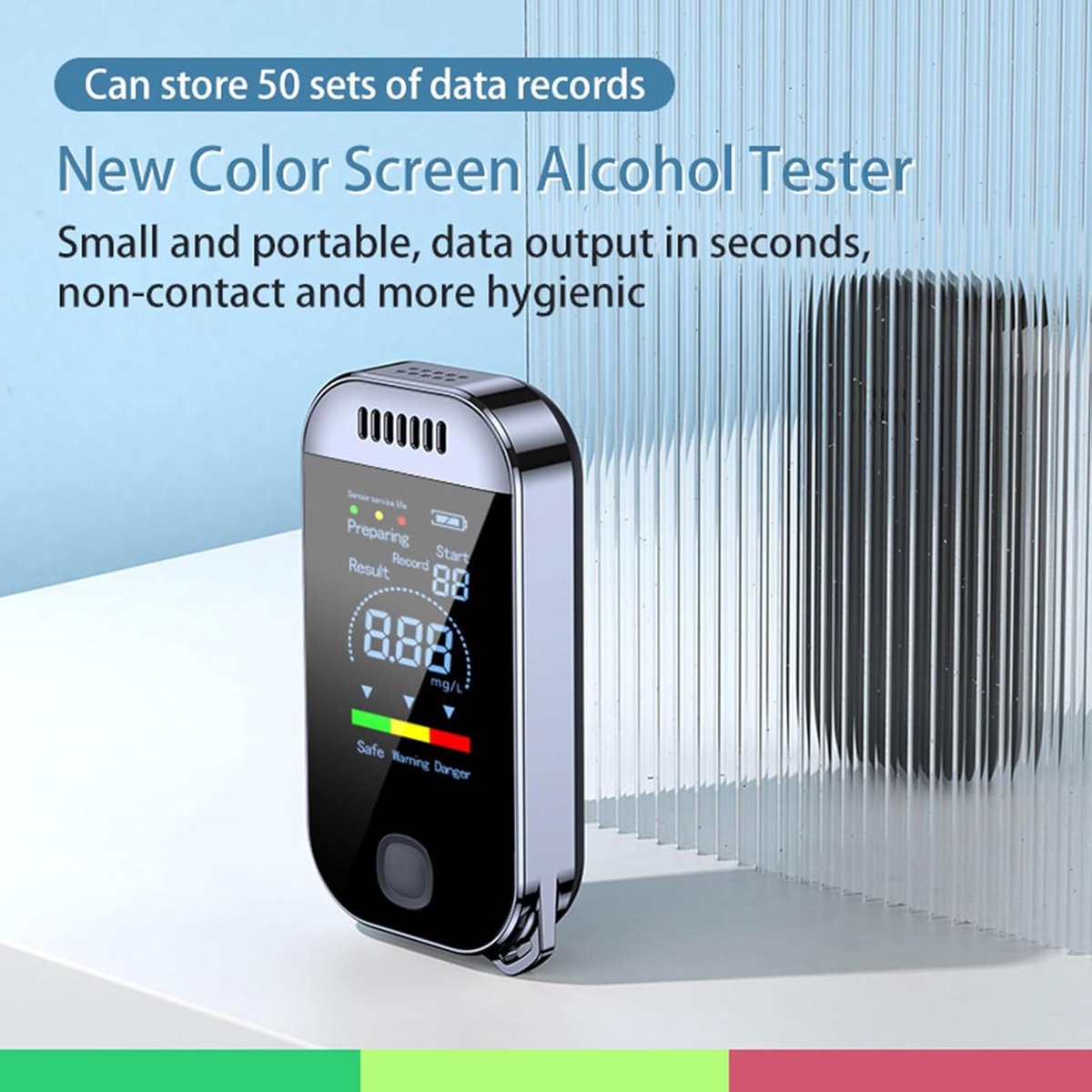 Breathalyzer with screen, portable, contactless, high accuracy, Perfect for safety checks in case of driving under the influence (DUI) and apartment parties.