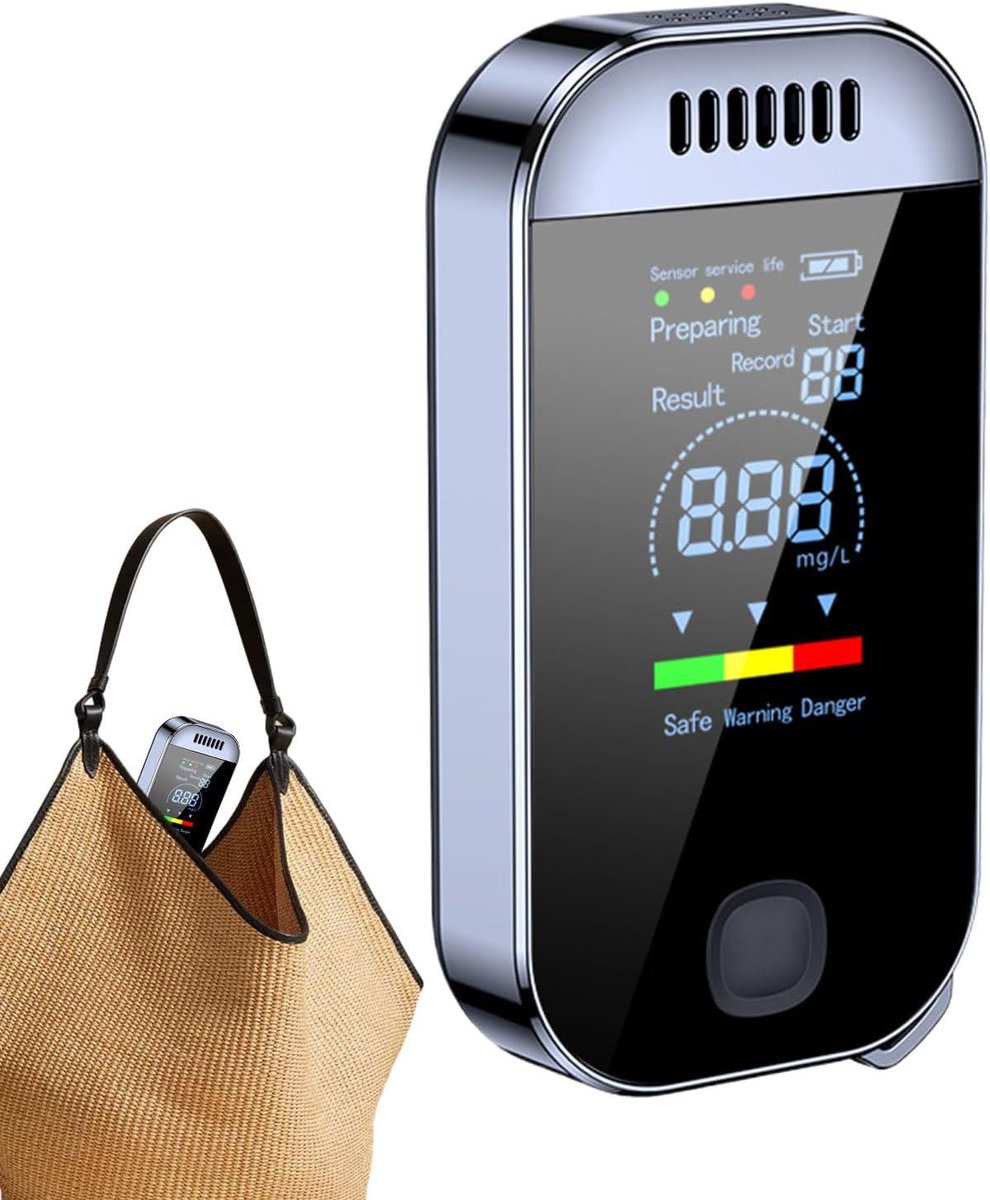 Breathalyzer with screen, portable, contactless, high accuracy, Perfect for safety checks in case of driving under the influence (DUI) and apartment parties.