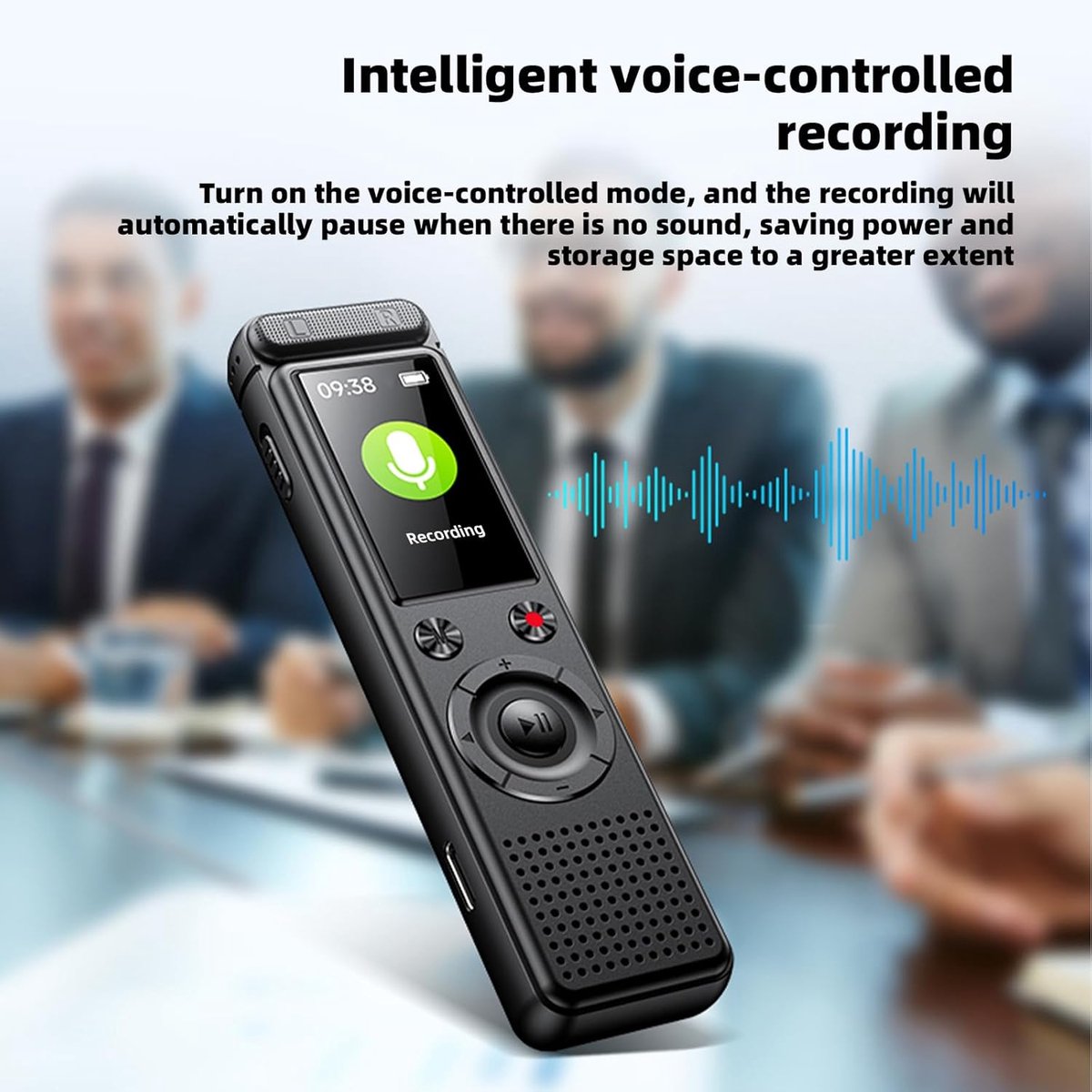 Voice Recorder - Dictaphone - Rechargeable - Portable - Clear Sound - Meetings, Interviews - 64 GB - Black