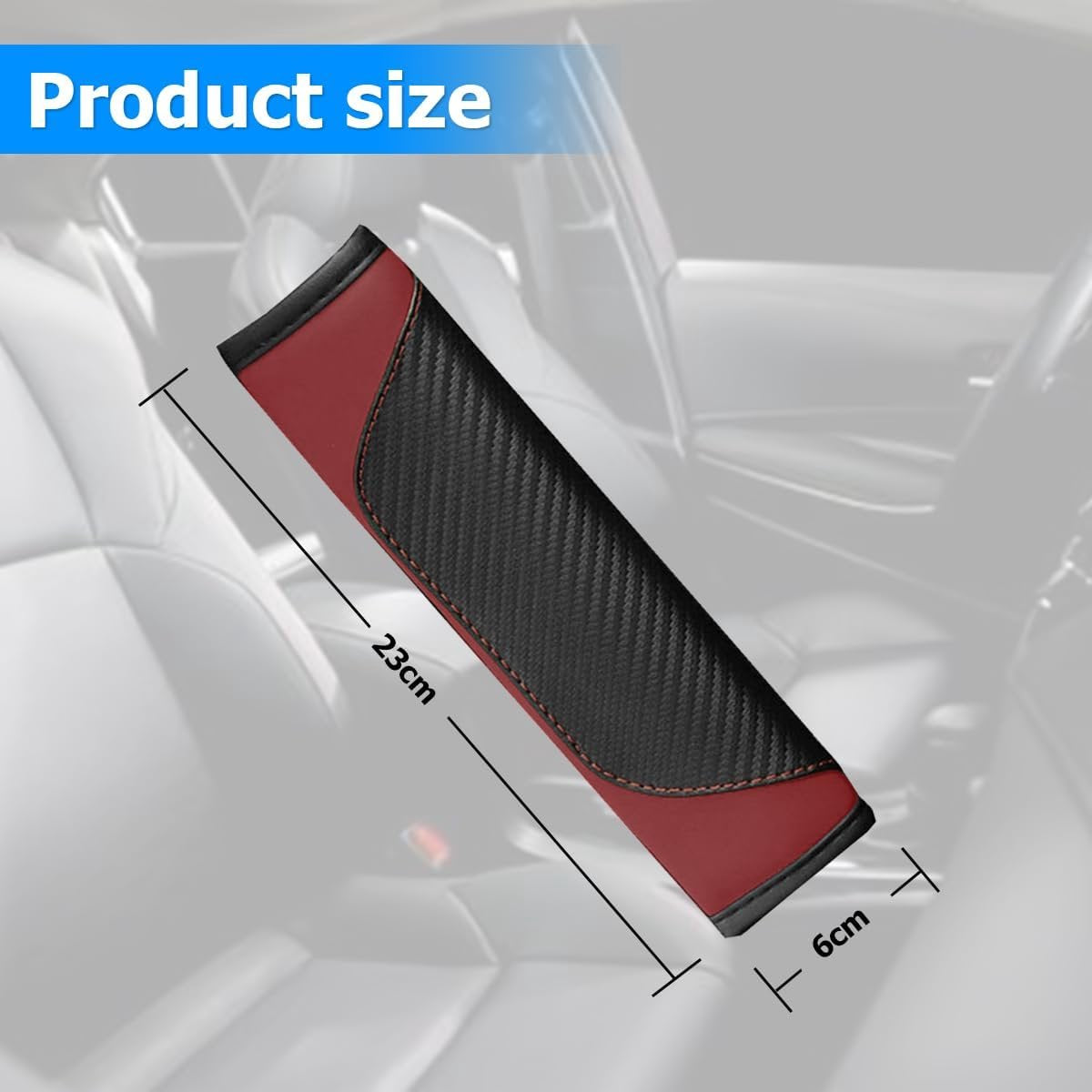2 shoulder protectors for car seat belts - Seat belt protectors for children and adults - Universal soft seat belt protectors for car seat belts - (wine red)