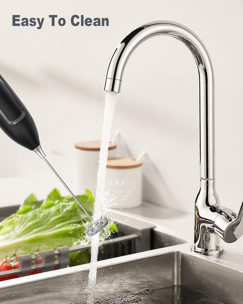 Milk Frother - Milk Frothers - Manual Milk Frother - Electric Milk Frother - Milk Frother with Stand - Functional Beverage Mixer with Stainless Steel Whisk and Stand - For Coffee/Cappuccino
