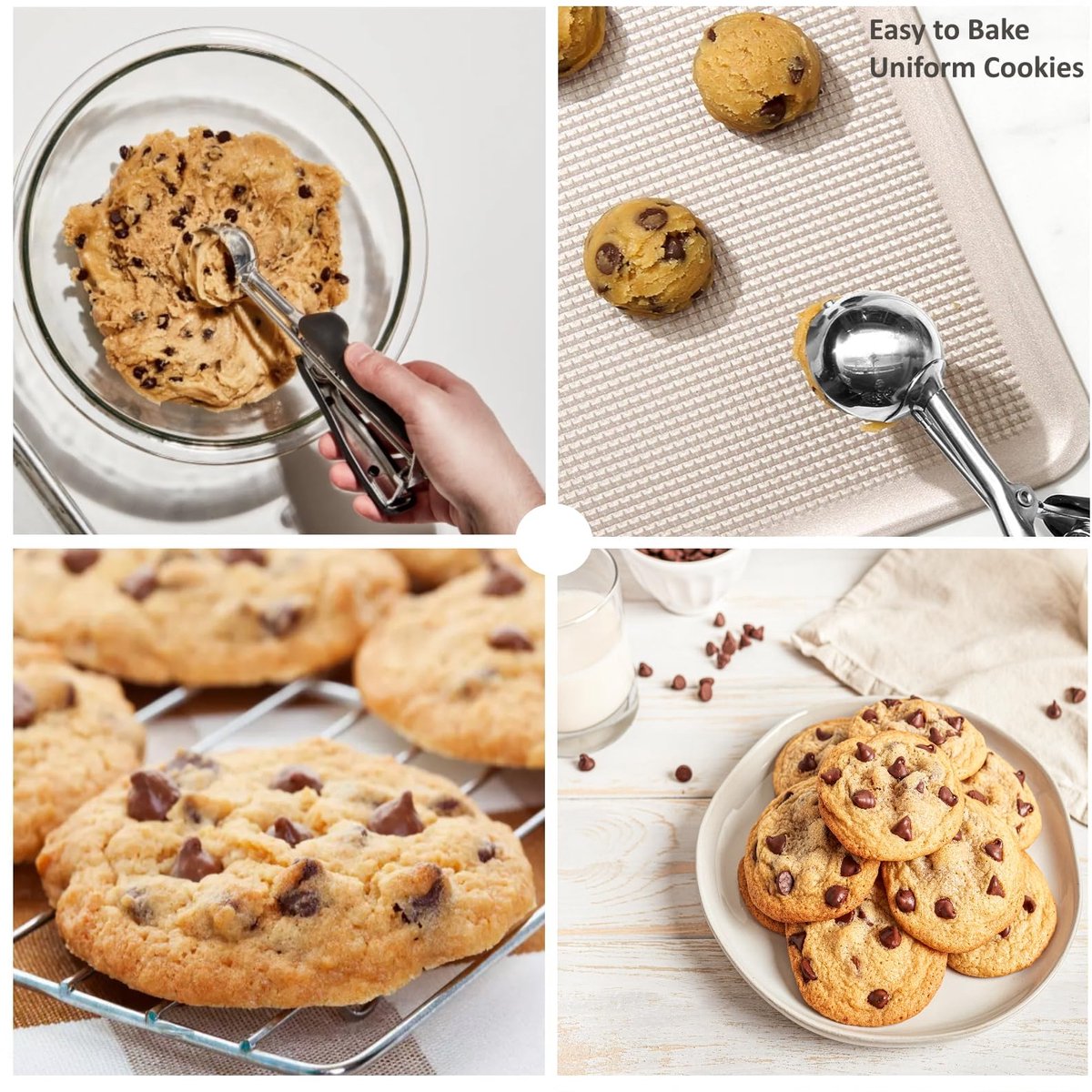 3-Piece Ice Cream Scoop Set - Stainless Steel Ice Cream Scoop - Ball Scoop - With Non-Slip Handle - For Fruit, Cookies, and Frozen Sorbets - Black