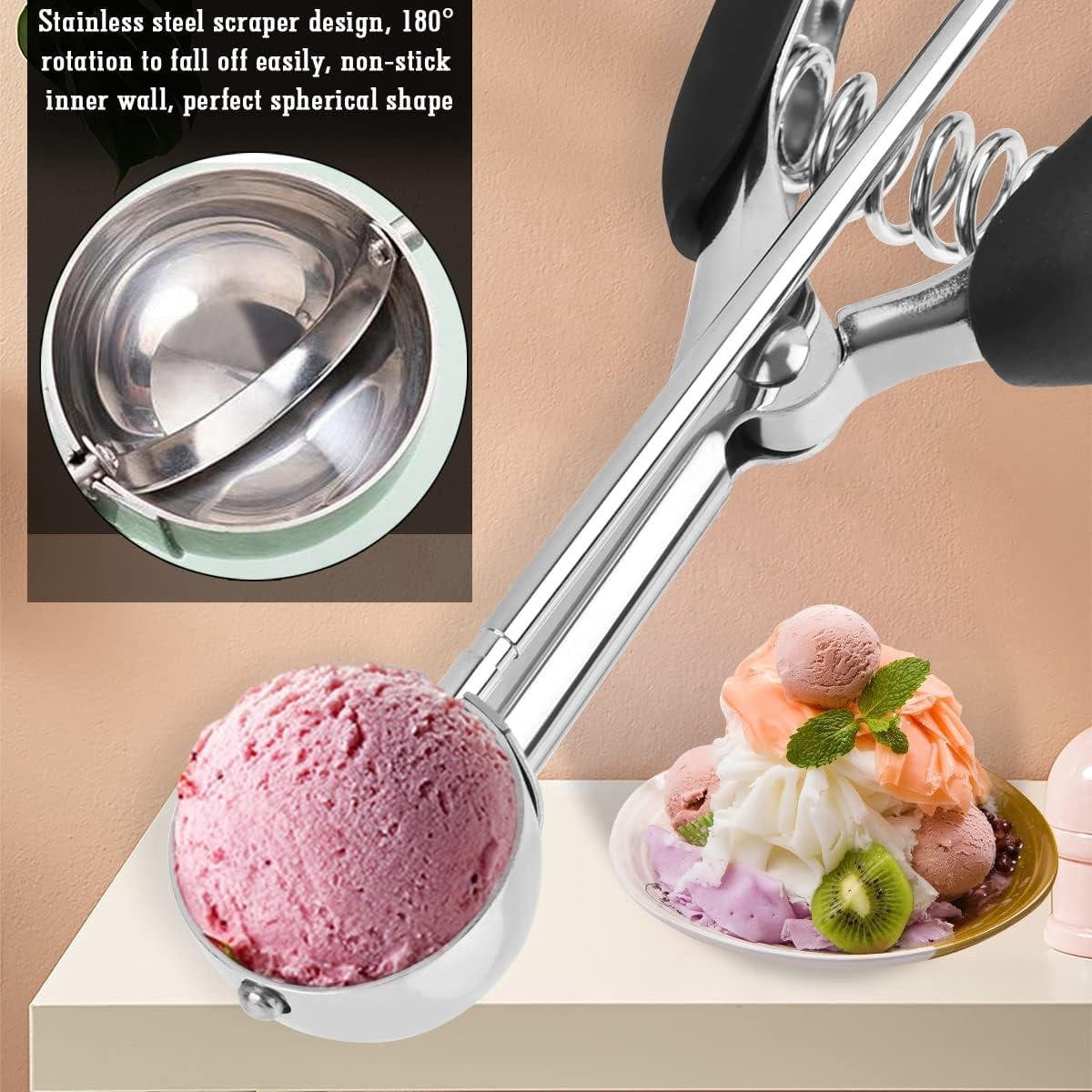 Stainless steel ice cream scoop – Spherical scoop for fruit, cookies and ice cream sorbets