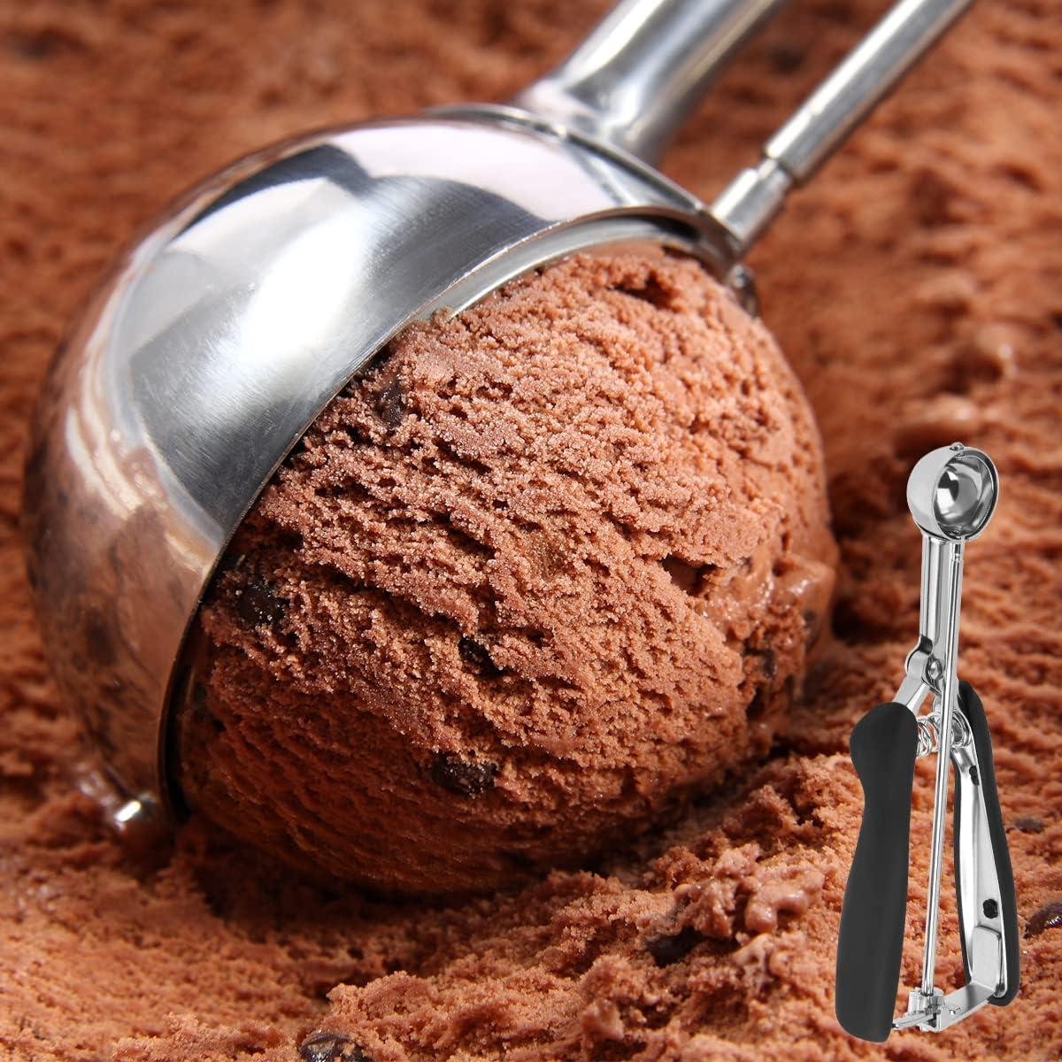 Stainless steel ice cream scoop – Spherical scoop for fruit, cookies and ice cream sorbets