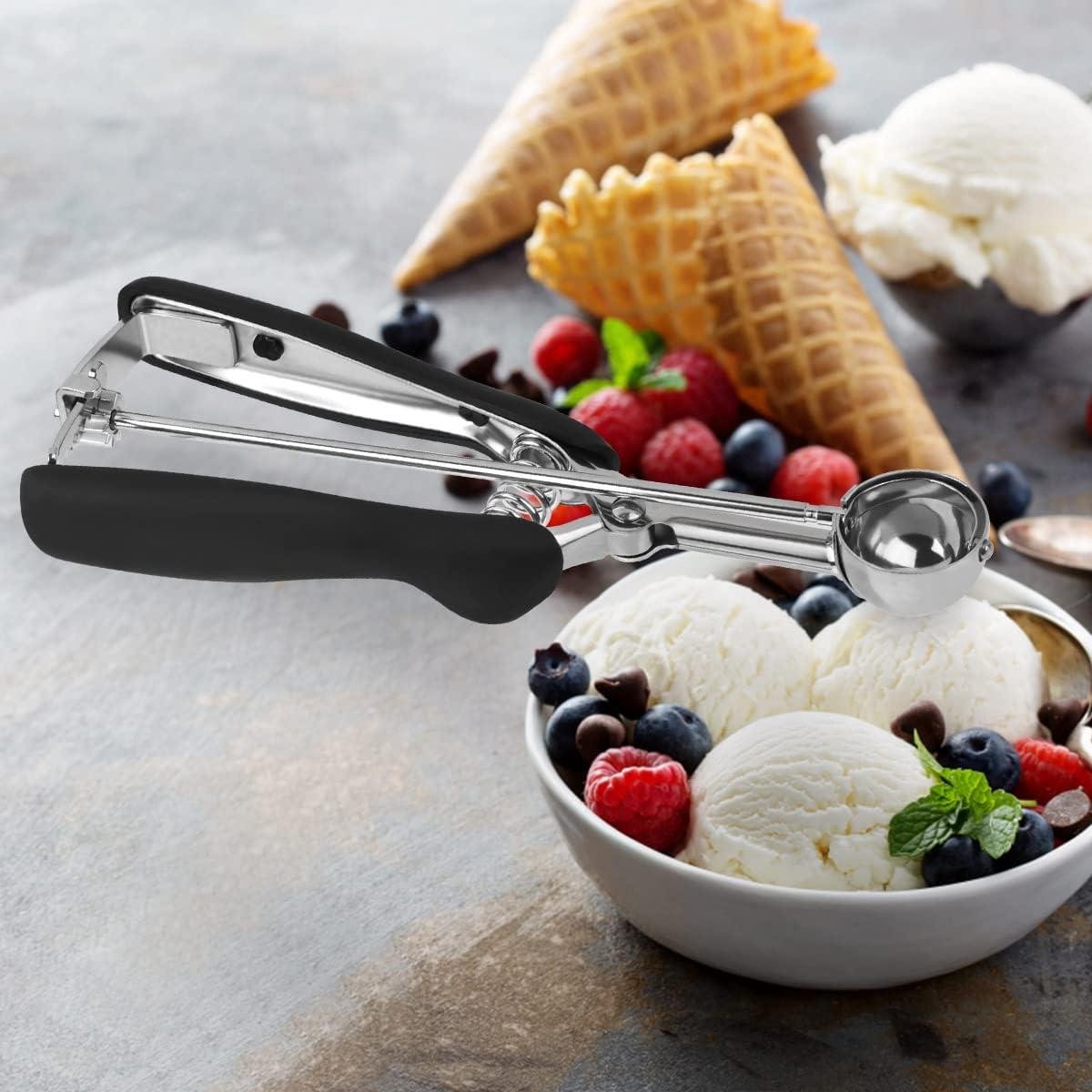 Stainless steel ice cream scoop – Spherical scoop for fruit, cookies and ice cream sorbets