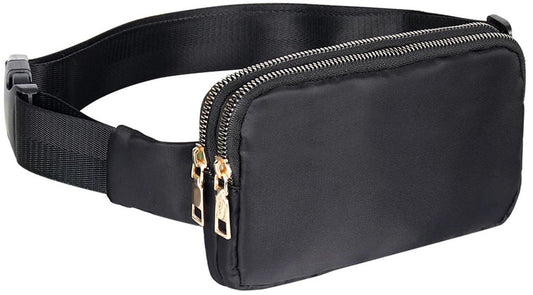 Fanny pack - Women's fanny pack - Men's fanny pack - Fanny packs for men and women - Black City fanny pack with two pockets - Suitable for outdoor activities, fitness, shopping, running, walking, travel, cycling