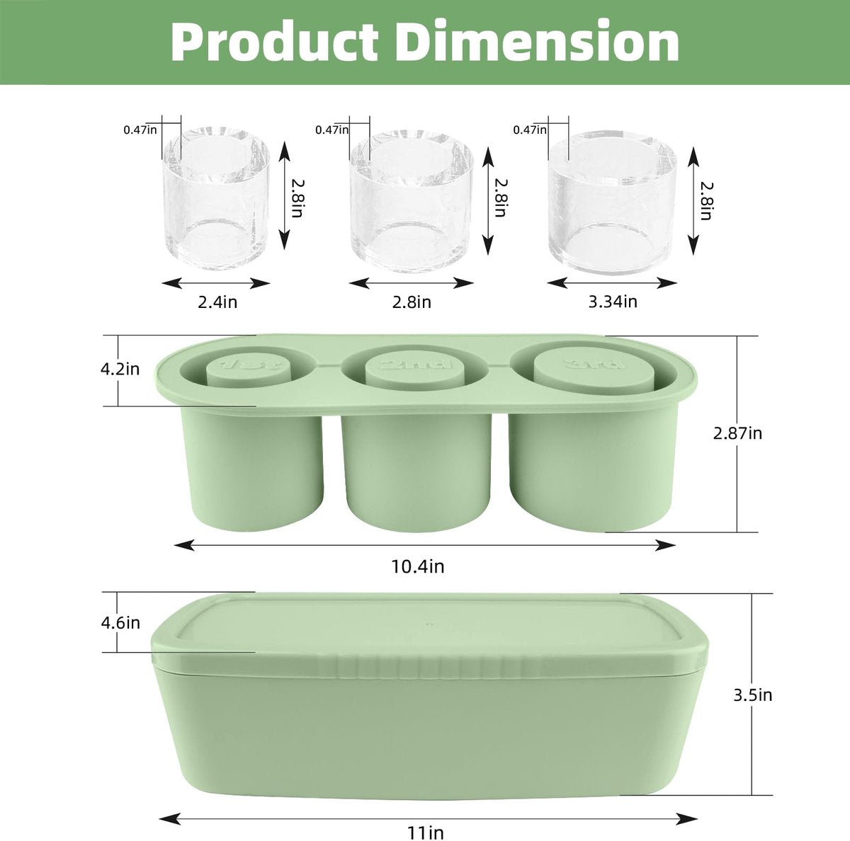 Ice Cube Tray - Silicone Ice Cube Tray - Ice Cube Mold - Ice Cube Mold - For chilling cocktails, whiskey, drinks, coffee, ice cubes - 40 oz - Green