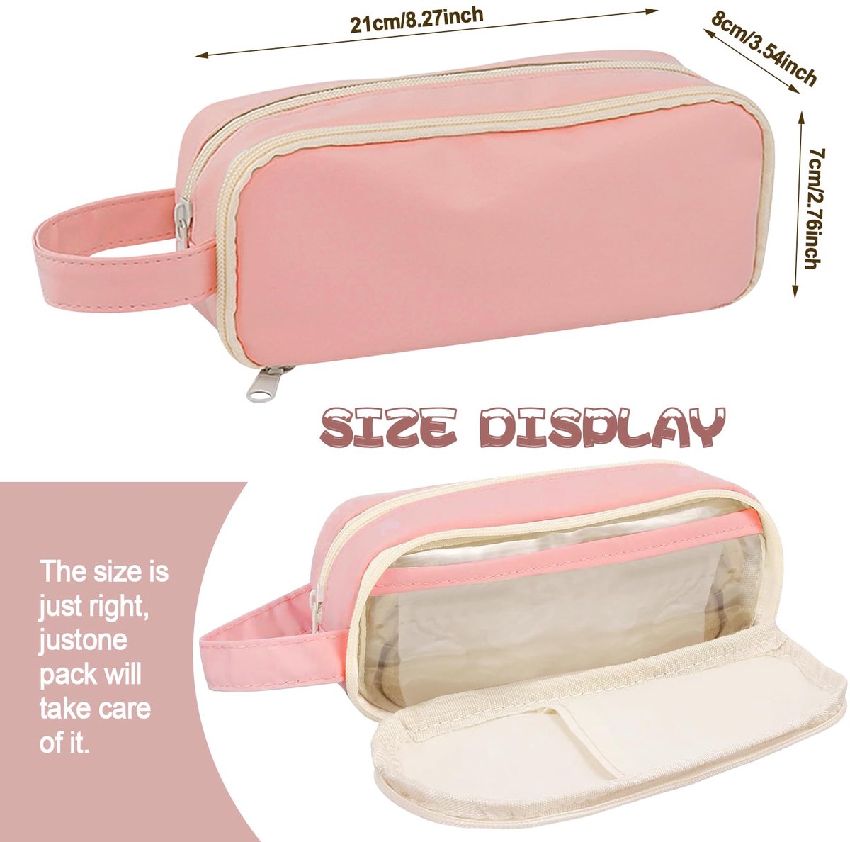 Pencil Case - Large Capacity - Waterproof and Expandable - Pencil Case for Boys and Girls - School Supplies - Suitable for Stationery, Makeup, Cosmetics, Travel, and Office Supplies - Pink