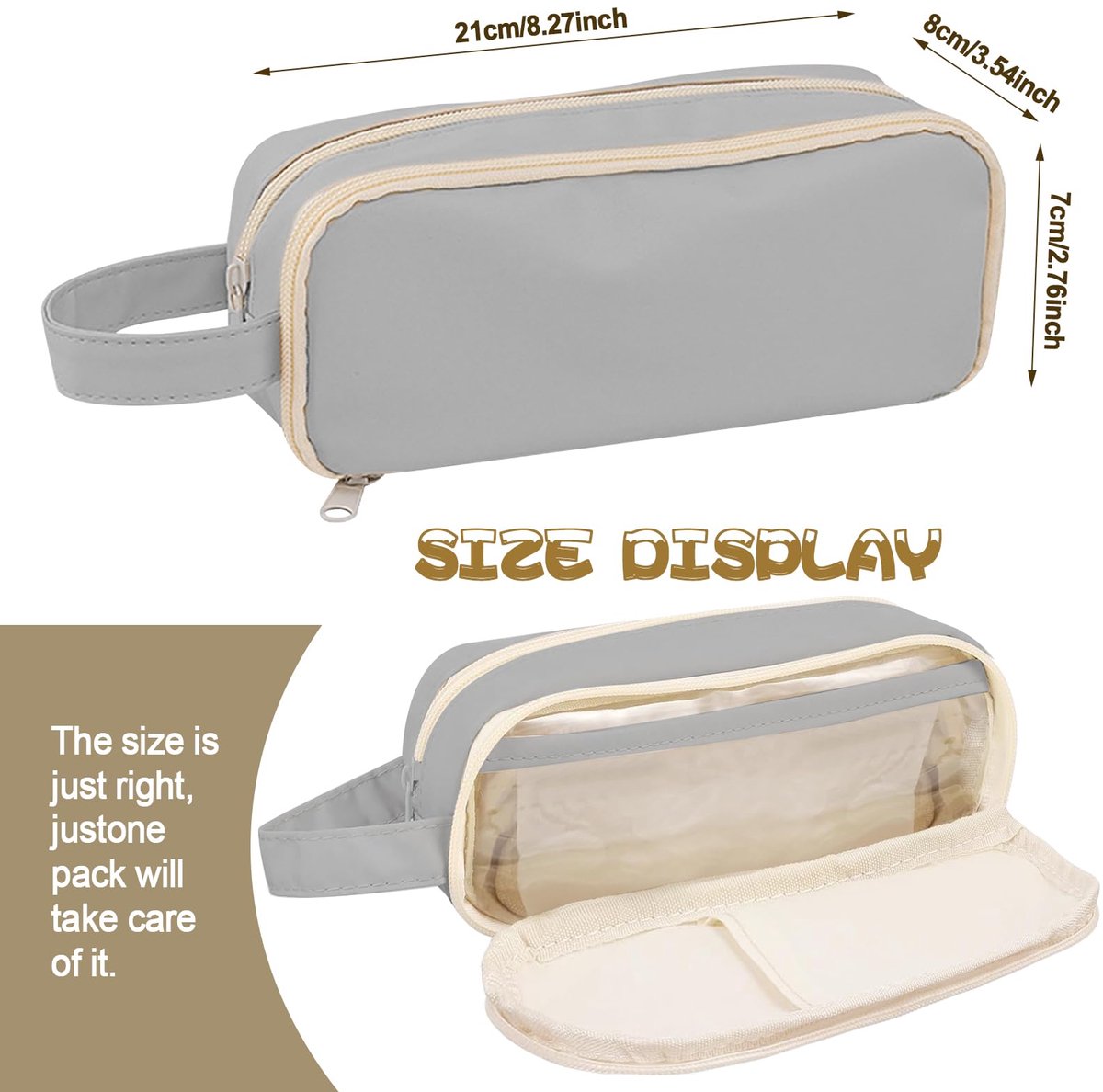 Pencil Case - Large Capacity - Waterproof and Expandable - Pencil Case for Boys and Girls - School Supplies - Suitable for Stationery, Makeup, Cosmetics, Travel, and Office Supplies - Beige
