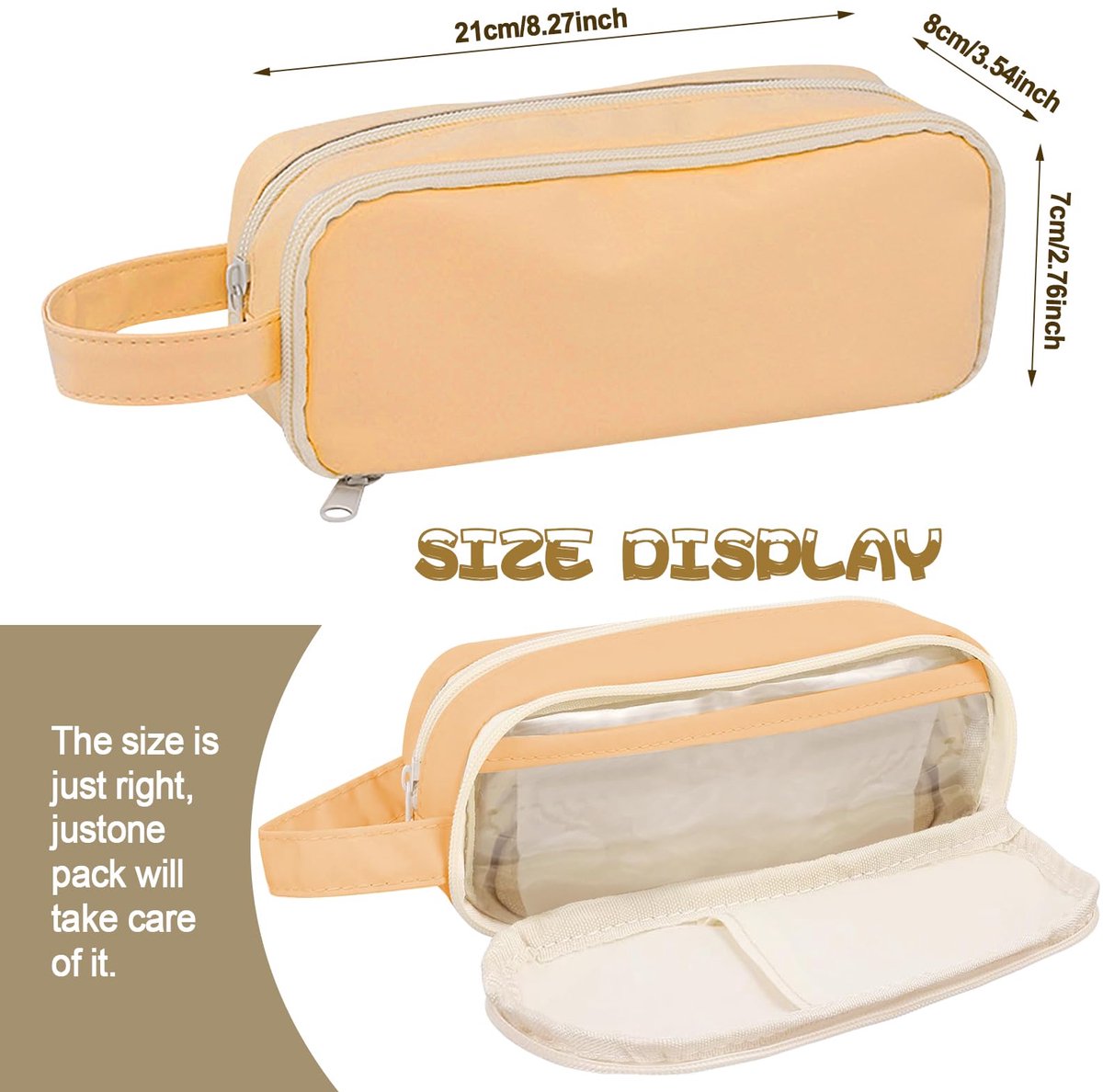 Pencil Case - Large Capacity - Waterproof and Expandable - Pencil Case for Boys and Girls - School Supplies - Suitable for Stationery, Makeup, Cosmetics, Travel and Office Supplies - Brown