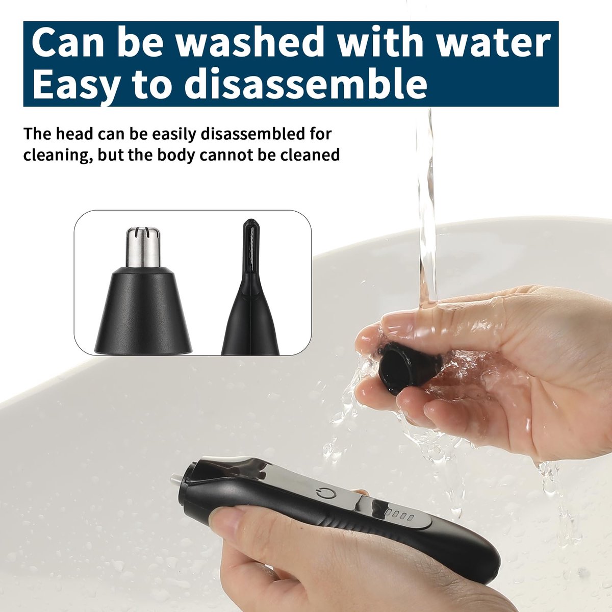 2-in-1 Nose Trimmer - Nose Trimmer - Eyebrow Trimmer - Men's - Women's - Nose Trimmer - Washable - USB Rechargeable - Black