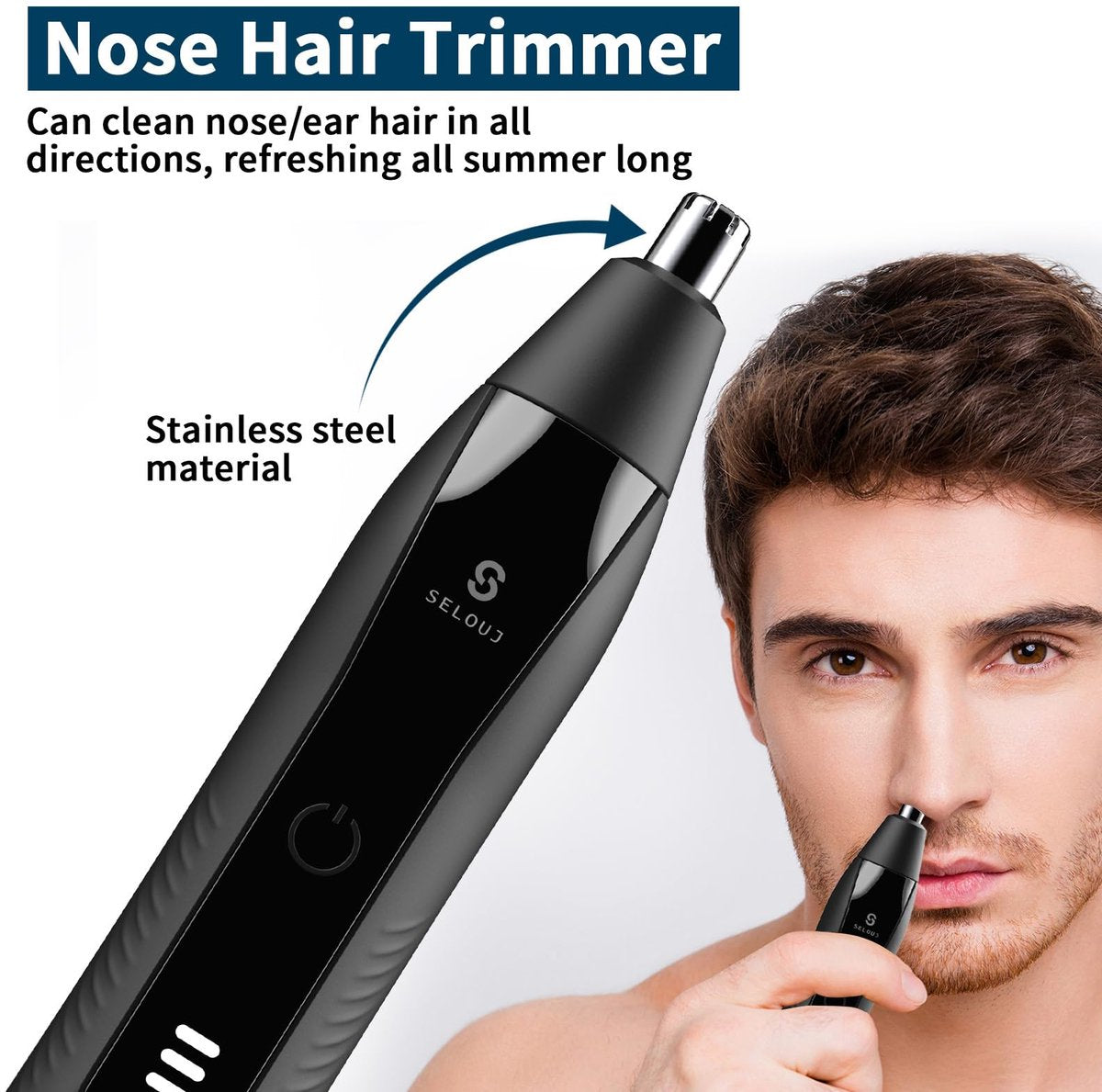 2-in-1 Nose Trimmer - Nose Trimmer - Eyebrow Trimmer - Men's - Women's - Nose Trimmer - Washable - USB Rechargeable - Black