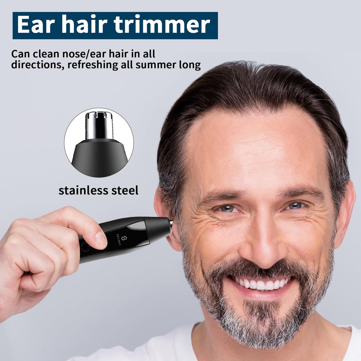 2-in-1 Nose Trimmer - Nose Trimmer - Eyebrow Trimmer - Men's - Women's - Nose Trimmer - Washable - USB Rechargeable - Black
