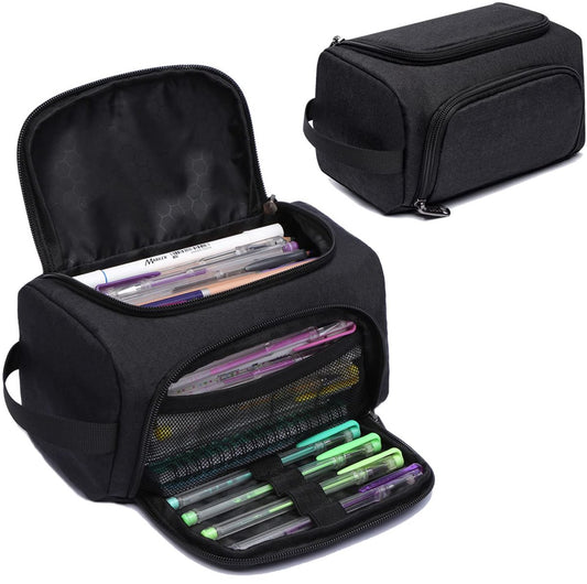 Pencil case for boys and girls - Pencil case for adults - School pencil case - 24 x 13 x 13 cm - Black