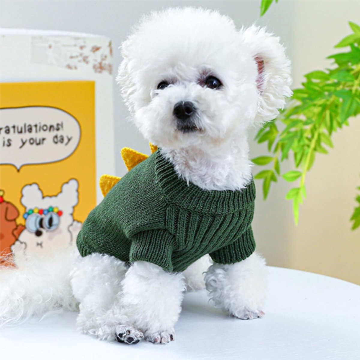 Dog Coat - Dog Sweater - Sweaters for Small Dogs - Dog Sweater - Cute Dinosaur Sweater - Soft and Comfortable Winter Clothes - Warm Knit Cat Sweater - Perfect for Christmas - Puppy Shirts - Christmas - Size XL