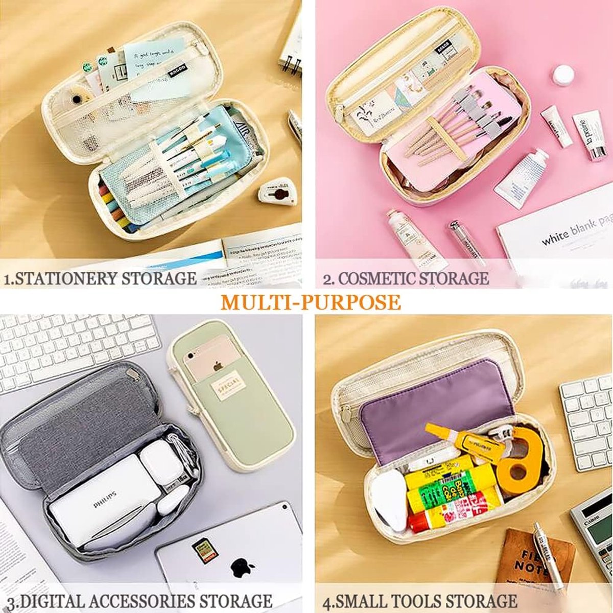 Large capacity pencil case, writing pencil case suitable for teenage girls, green, pencil case