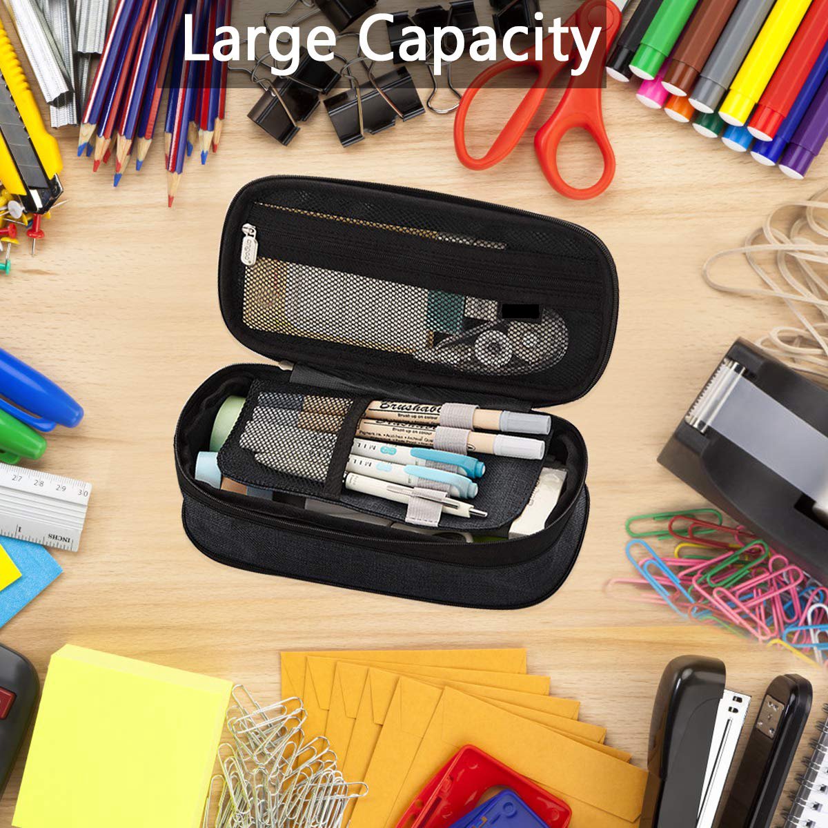 Pencil Case - Grijs - Pencil Case for Boys and Girls - Canvas - Large Capacity - School Pencil Case - Back to School - Cute Telescopic Pencil Holder - Pretty Pencil Case