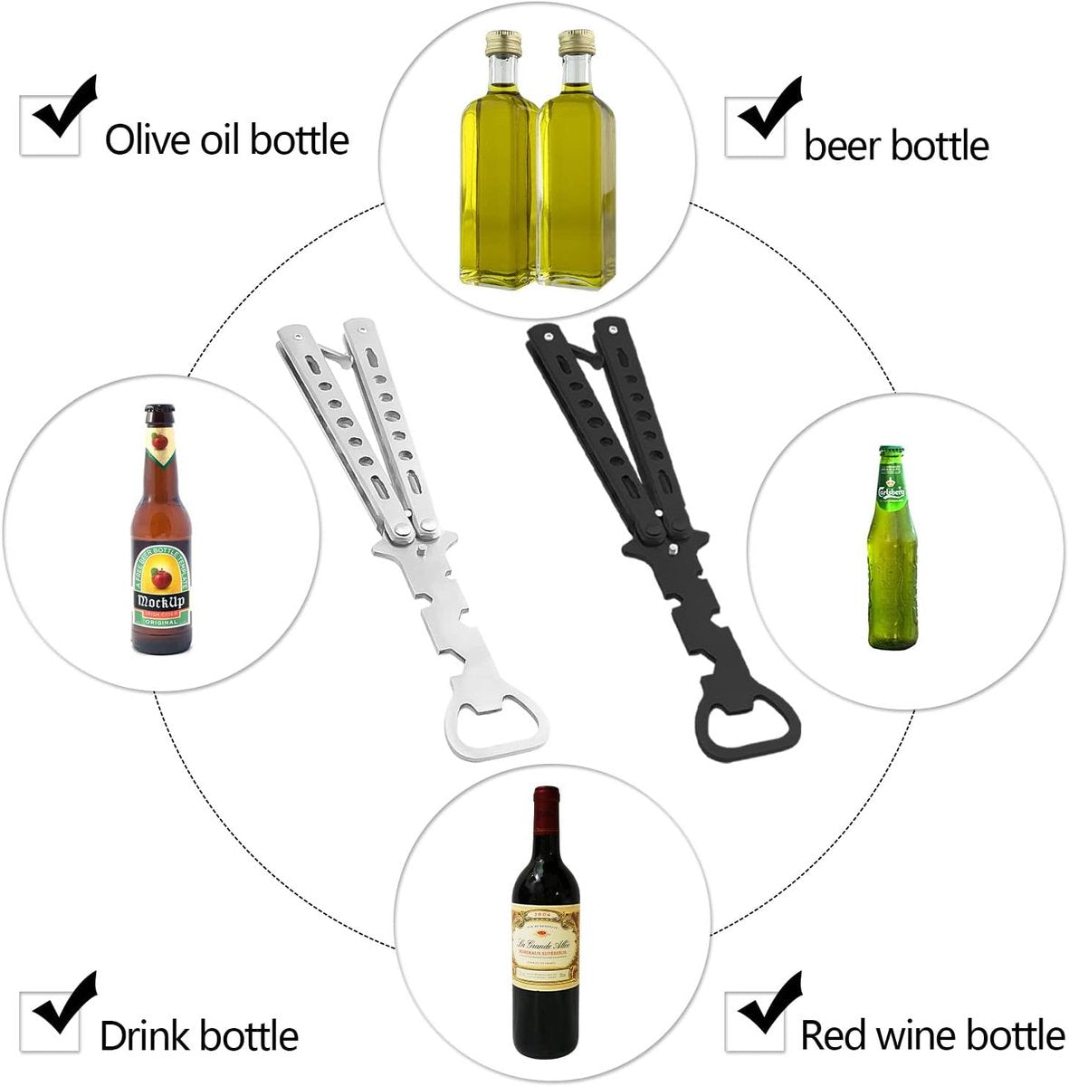 Bottle opener - set of 2 bottle openers - butterfly bottle opener - beer bottle opener - multifunctional bottle opener - butterfly bottle opener - for beer - soft drinks - cocktail shaker bar supplies