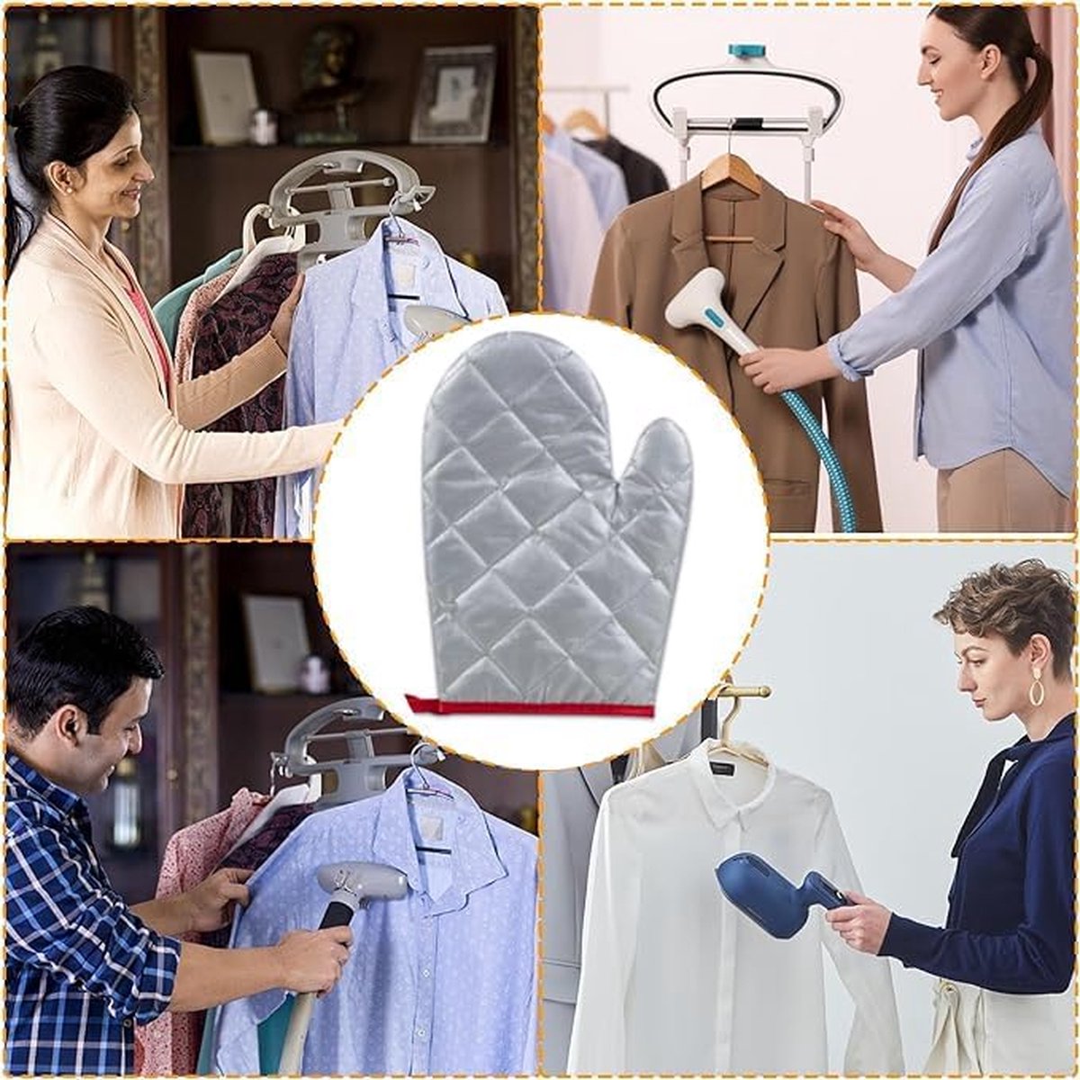 Ironing gloves for garment steamers, set of 4, flexible, steam-resistant, heat-resistant, waterproof, for garment steamers - Silver2