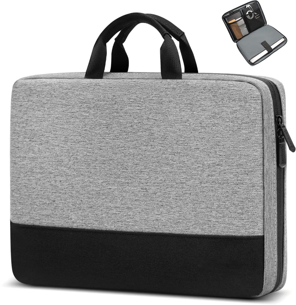 15.6-inch Laptop Sleeve - Shockproof, Scratch-resistant, and Splash-proof - Includes an Extra Storage Compartment for Baby Clothes Accessories - Black/Gray