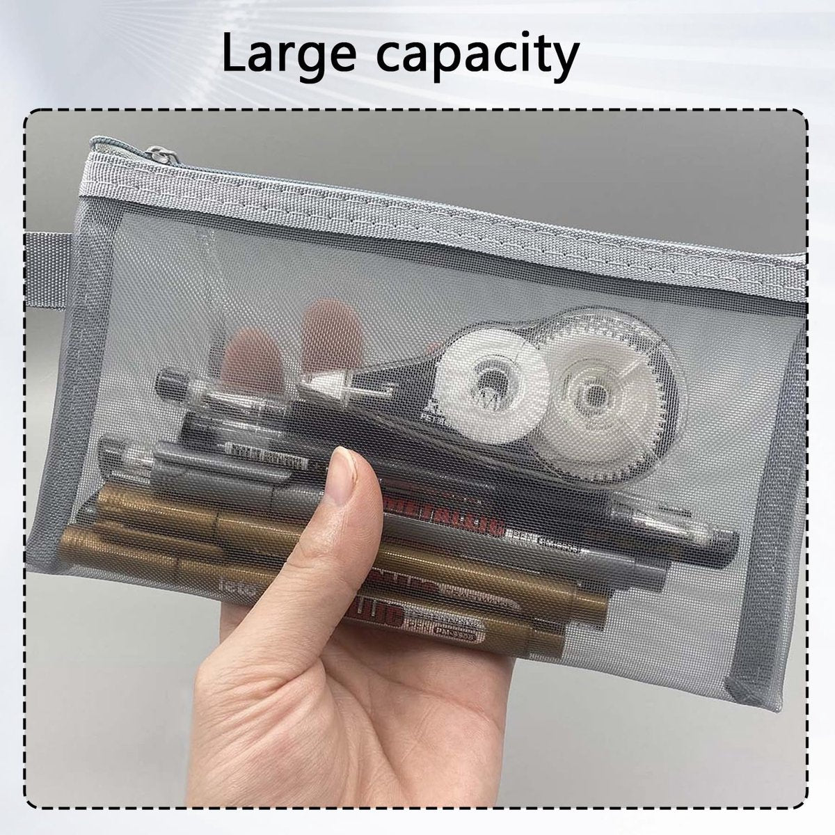 2pcs Transparent pencil case with zipper (21 x 11.5 cm) - Waterproof - For Girls and Boys