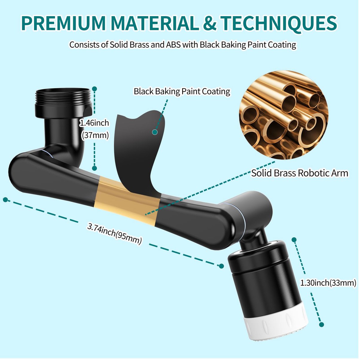 1440° Rotating Faucet - Faucet - Faucet Fitting - Faucet Head - Stainless Steel - Aerator - Rotating - Extension - Water Saving - Kitchen Faucet - Bathroom Faucet - Swivel - Dishwasher - Black