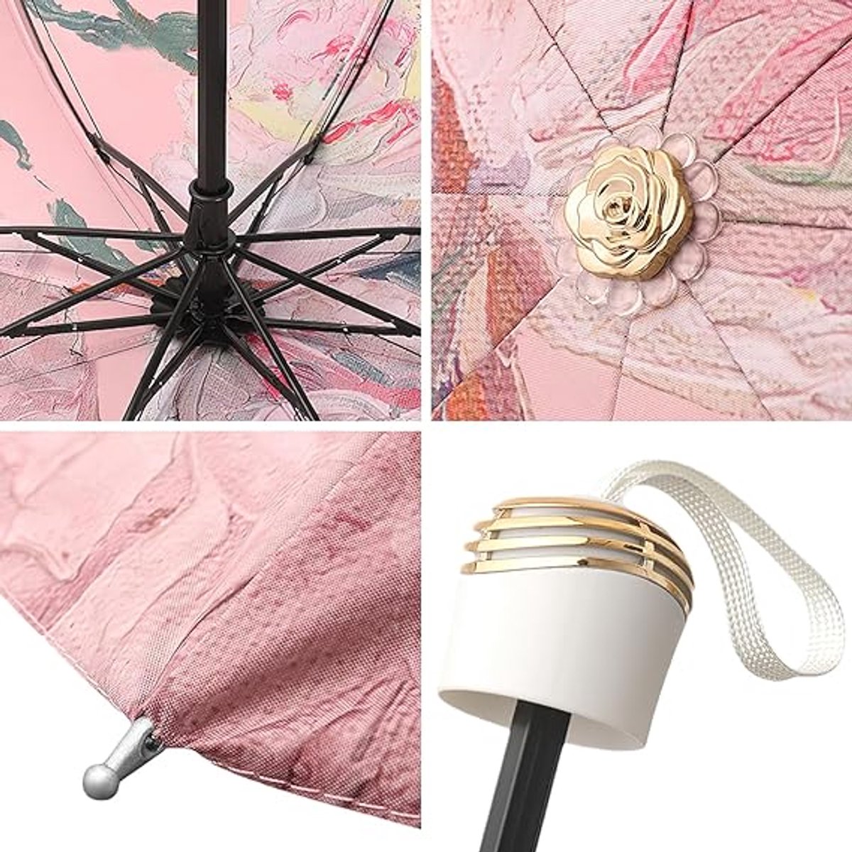 Umbrella - Mini folding umbrella - Waterproof, portable - Compact for travel - With storage bag - UV protection and windproof