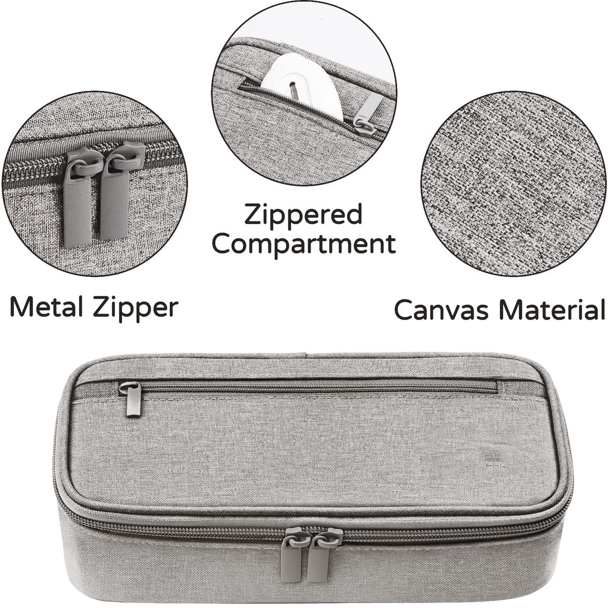Large capacity pencil case, storage case, high-value, large capacity pencil case, stationery storage, makeup bag, office supplies, gray