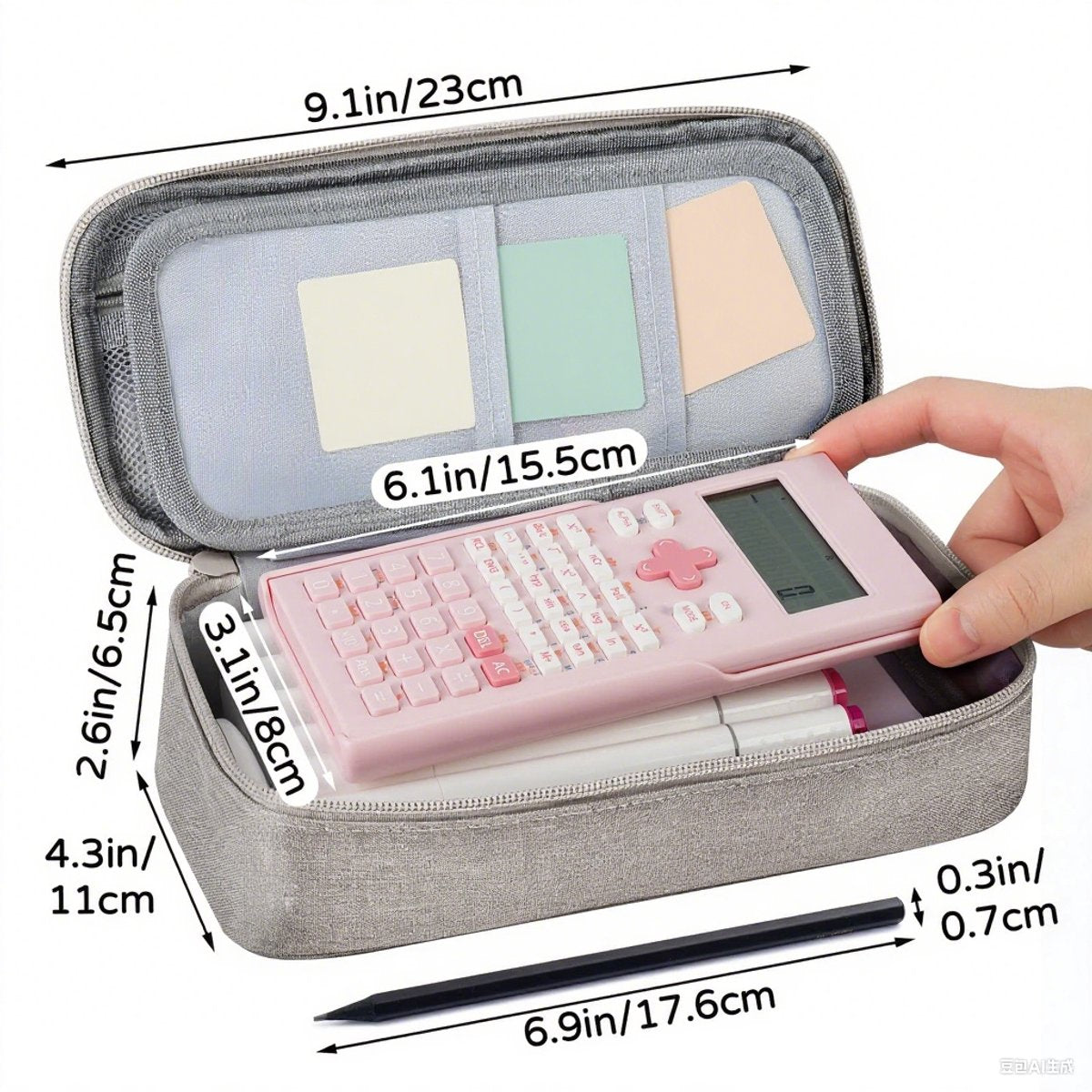 Large capacity pencil case, storage case, high-value, large capacity pencil case, stationery storage, makeup bag, office supplies, gray