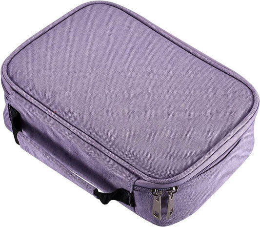 AMGOMH 72-slot pencil case, large capacity, student stationery, colored pencils, with inner pocket for small gadgets (purple)
