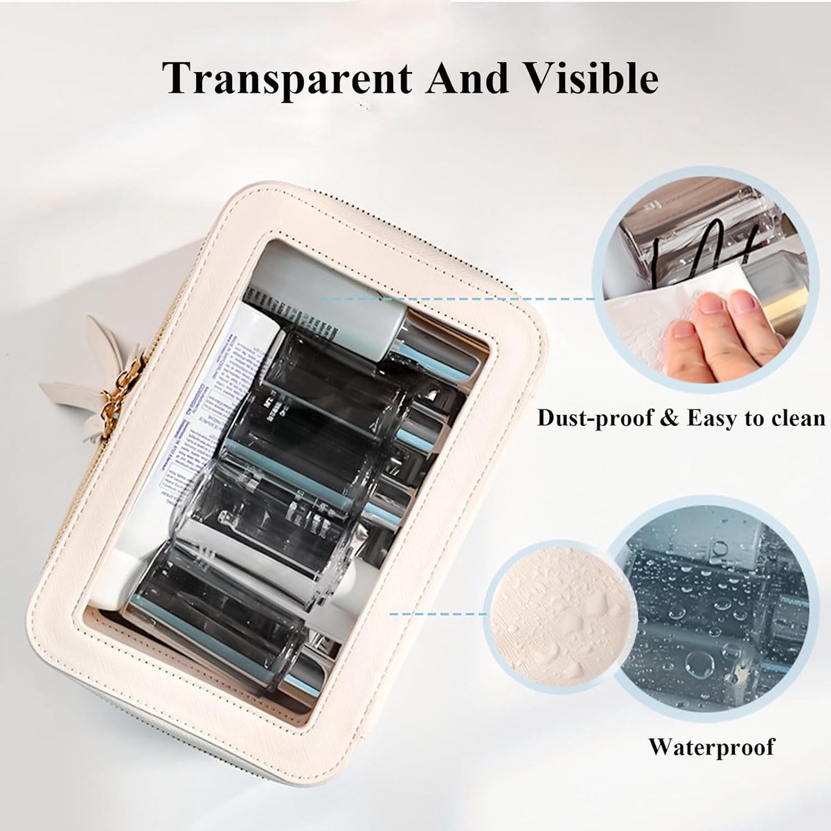 Men's toiletry bag - Women's toiletry bag - Toiletry bag - Transparent makeup bag - Travel toiletry bag - Small transparent makeup bag - Storage bag - Off-white