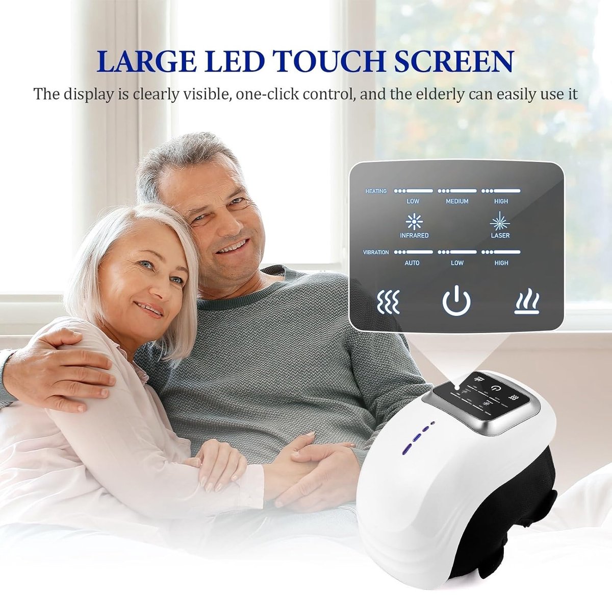 Rechargeable cordless knee massager - LED screen - For swollen and painful joints - 3 intensity levels - Temperature control