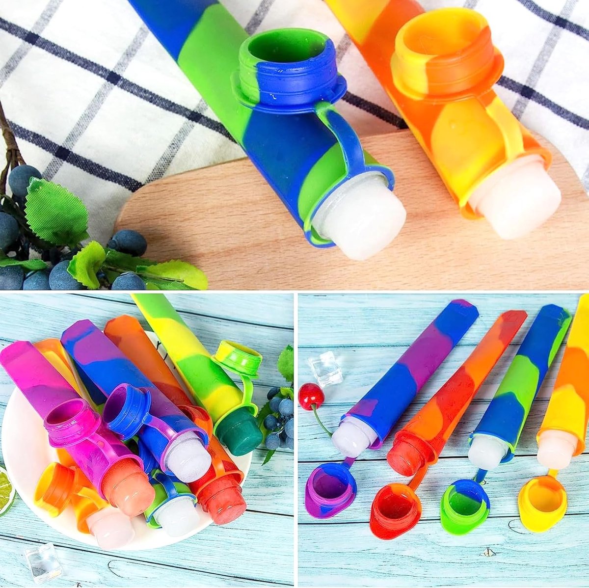 Ice Pop Mold - Ice Pop Mold - Set of 6 Ice Pops - Ice Pop Mold with Lid - Silicone Ice Pop Mold - Reusable Ice Pop Mold for Kids - BPA Free