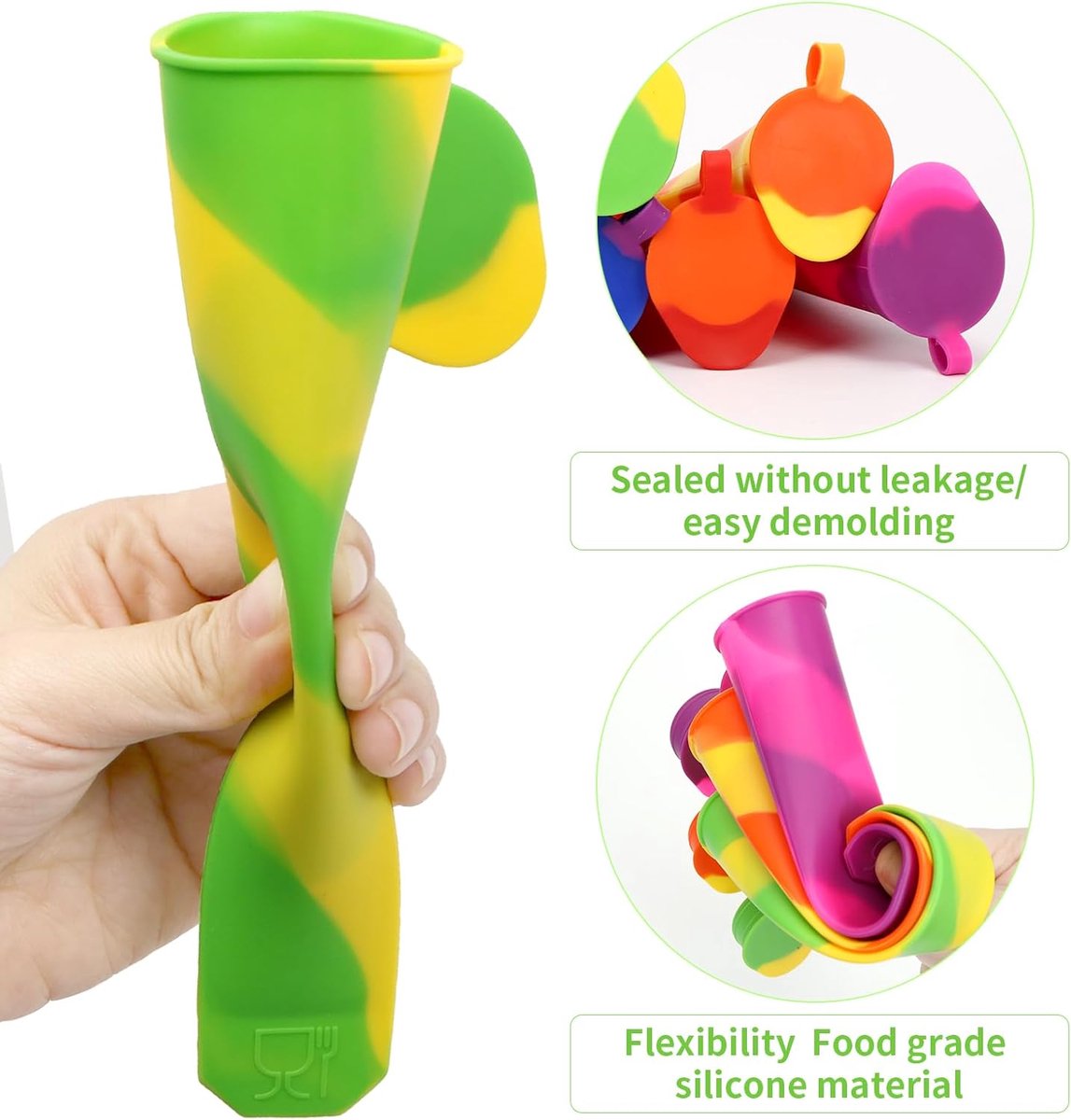 Ice Pop Mold - Ice Pop Mold - Set of 6 Ice Pops - Ice Pop Mold with Lid - Silicone Ice Pop Mold - Reusable Ice Pop Mold for Kids - BPA Free