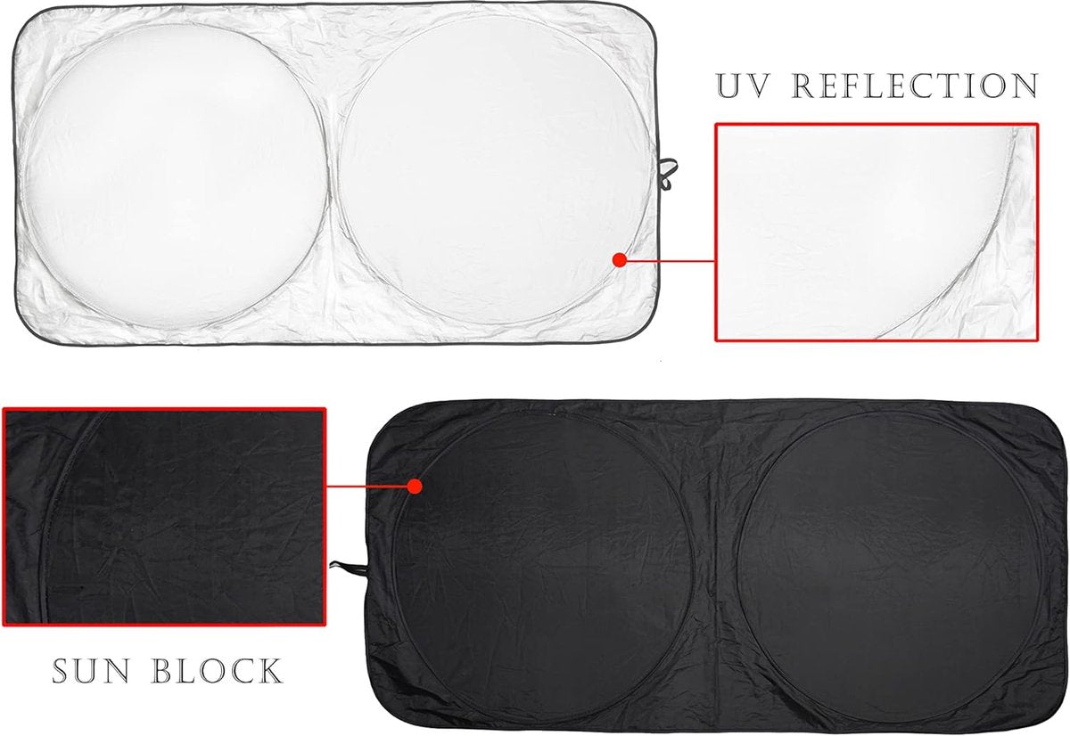 Car accessories - Car sunshade - Car sunshade - Car windshield sunshade - Universal car windshield sunshade - Foldable - UV resistant - Fits most vehicles (150 x 70 cm)