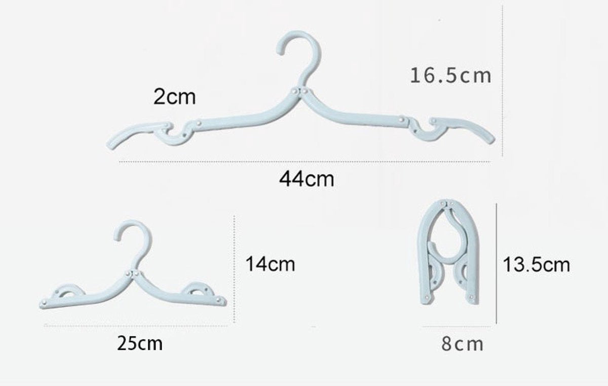 Hangers - Plastic Hangers - Set of 16 foldable plastic travel hangers - Space-saving and non-slip hangers - Multifunctional travel accessory - Suitable for home, hotel, travel and camping