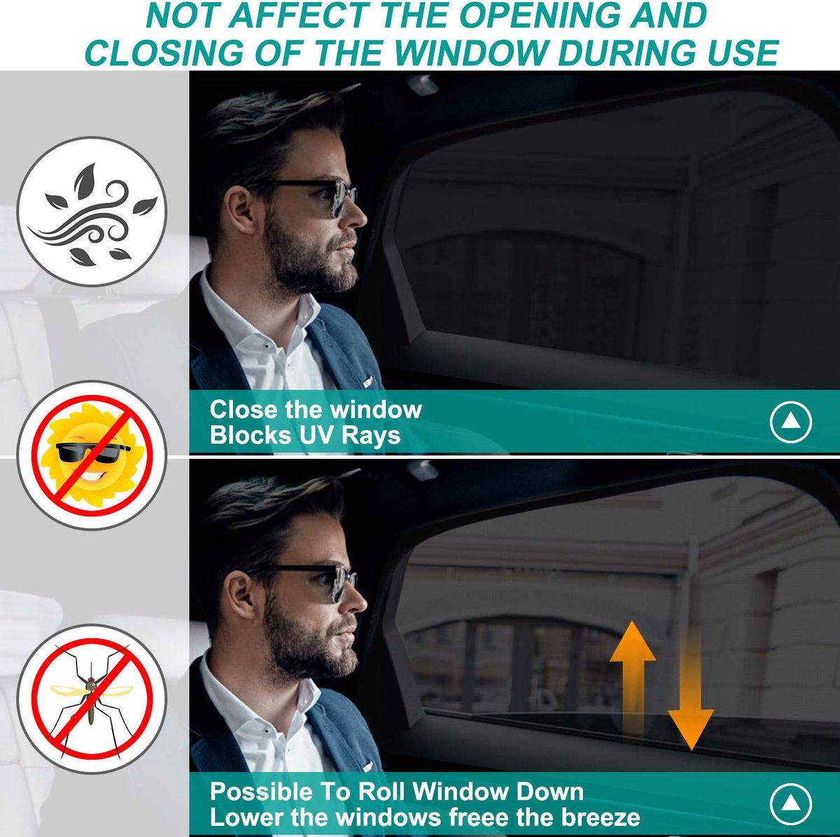 Car accessories - Car sunshades - Car sunshades - Windshield sunshades - Set of 2 car sunshades - Blocks UV rays and protects your car from sun exposure - Suitable for the rear window of the car (black)