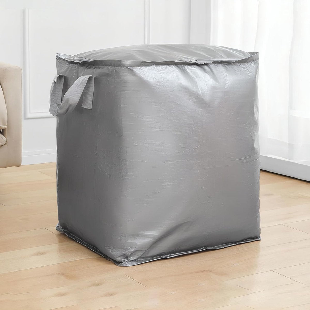 Collapsible Laundry Basket - Large Laundry Basket - Large Storage Bag - Large Carrying Bag - Travel Bag - Storage Bag, Moving Box, Clothes Storage Bag, Moving Bag - Silver