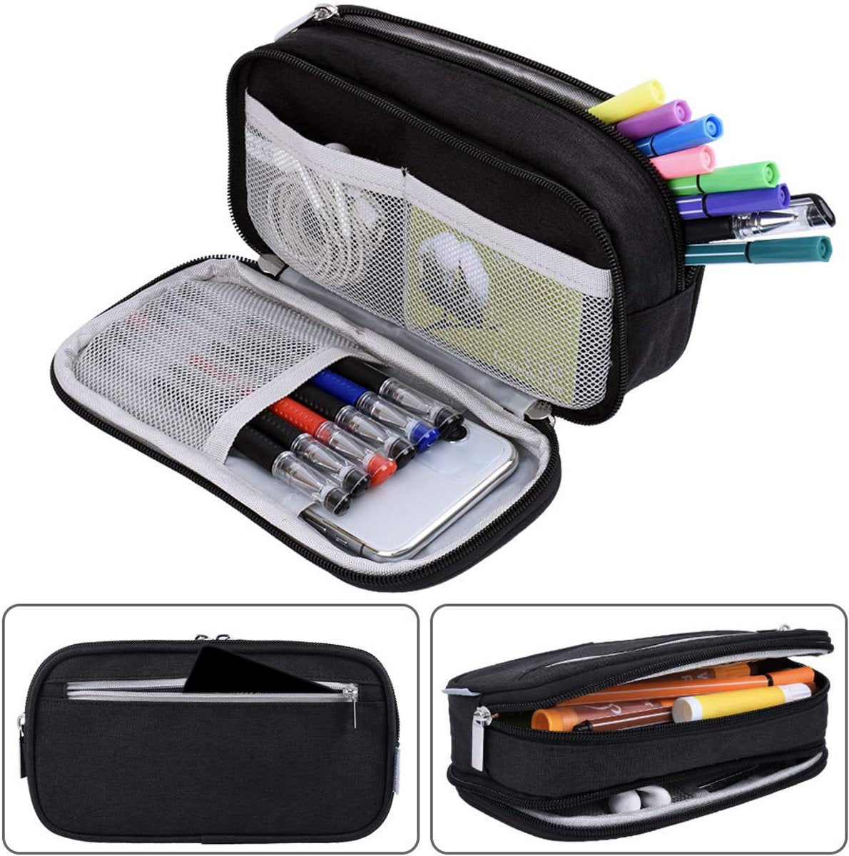 Large Capacity Pencil Case - School Pencil Case - Storage Case - Large Capacity Pencil Case for Boys and Girls - Student Office Supplies - Black
