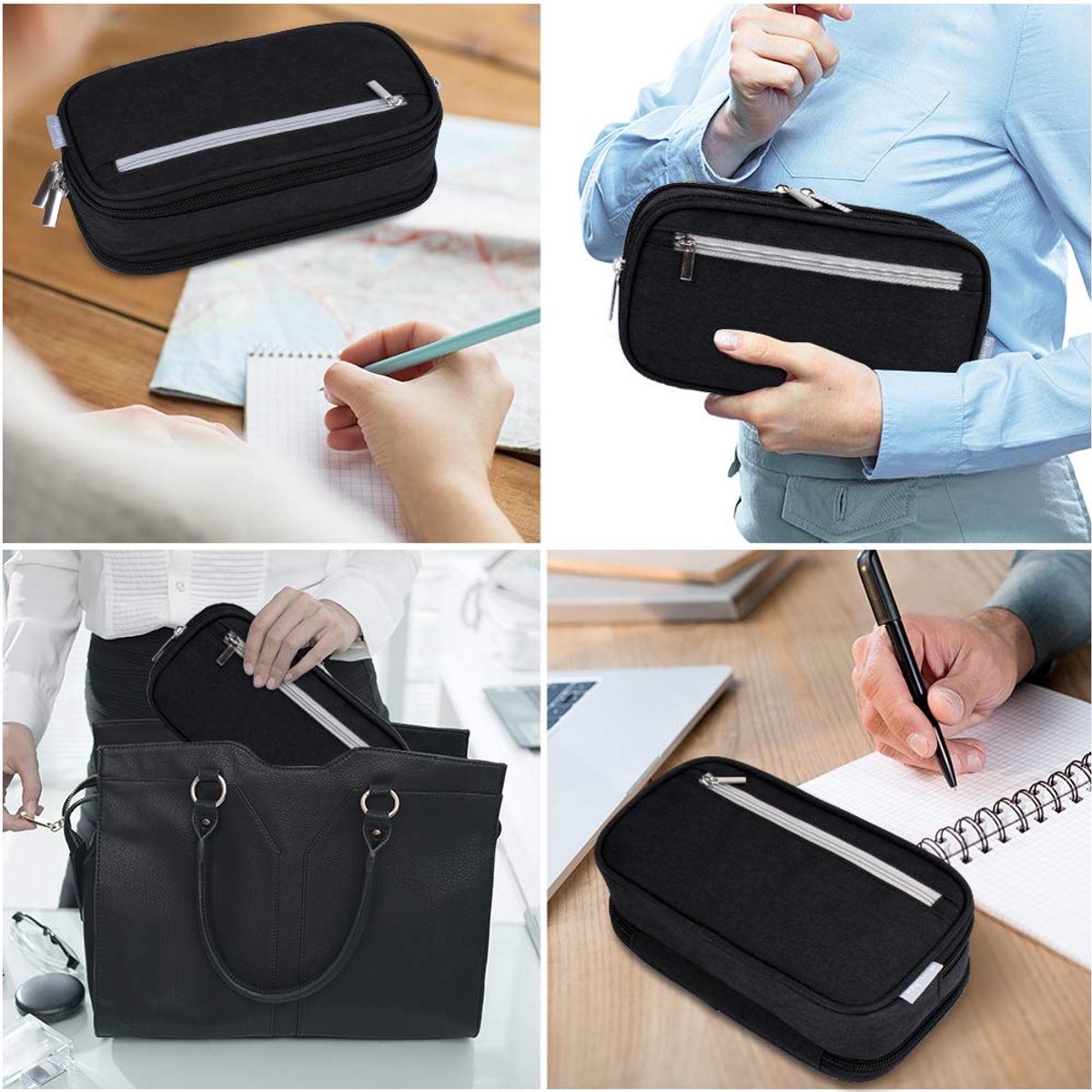 Large Capacity Pencil Case - School Pencil Case - Storage Case - Large Capacity Pencil Case for Boys and Girls - Student Office Supplies - Black